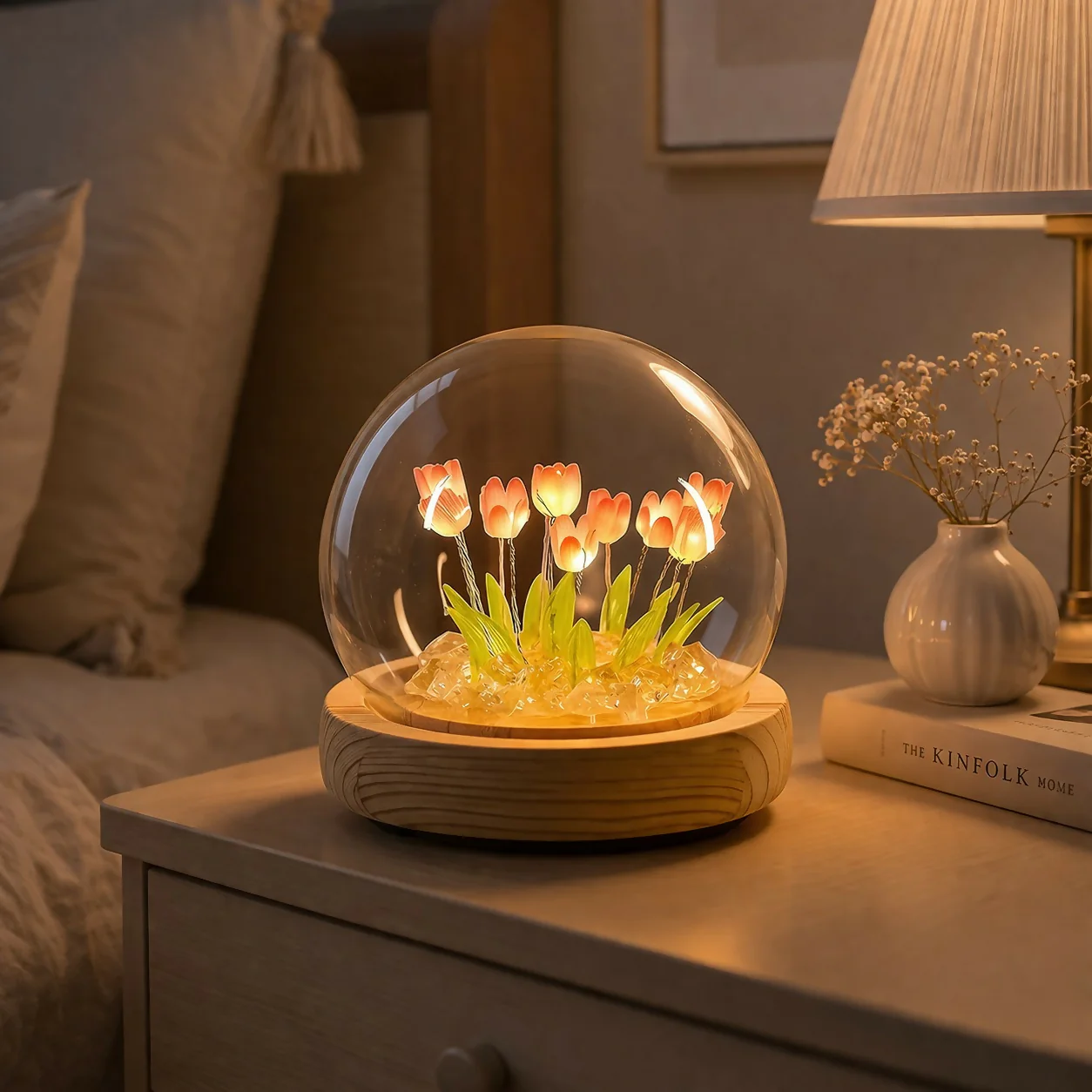 DIY Tulip Night Light Kit LED Glass Dome Decorative Table Lamp - Image 5