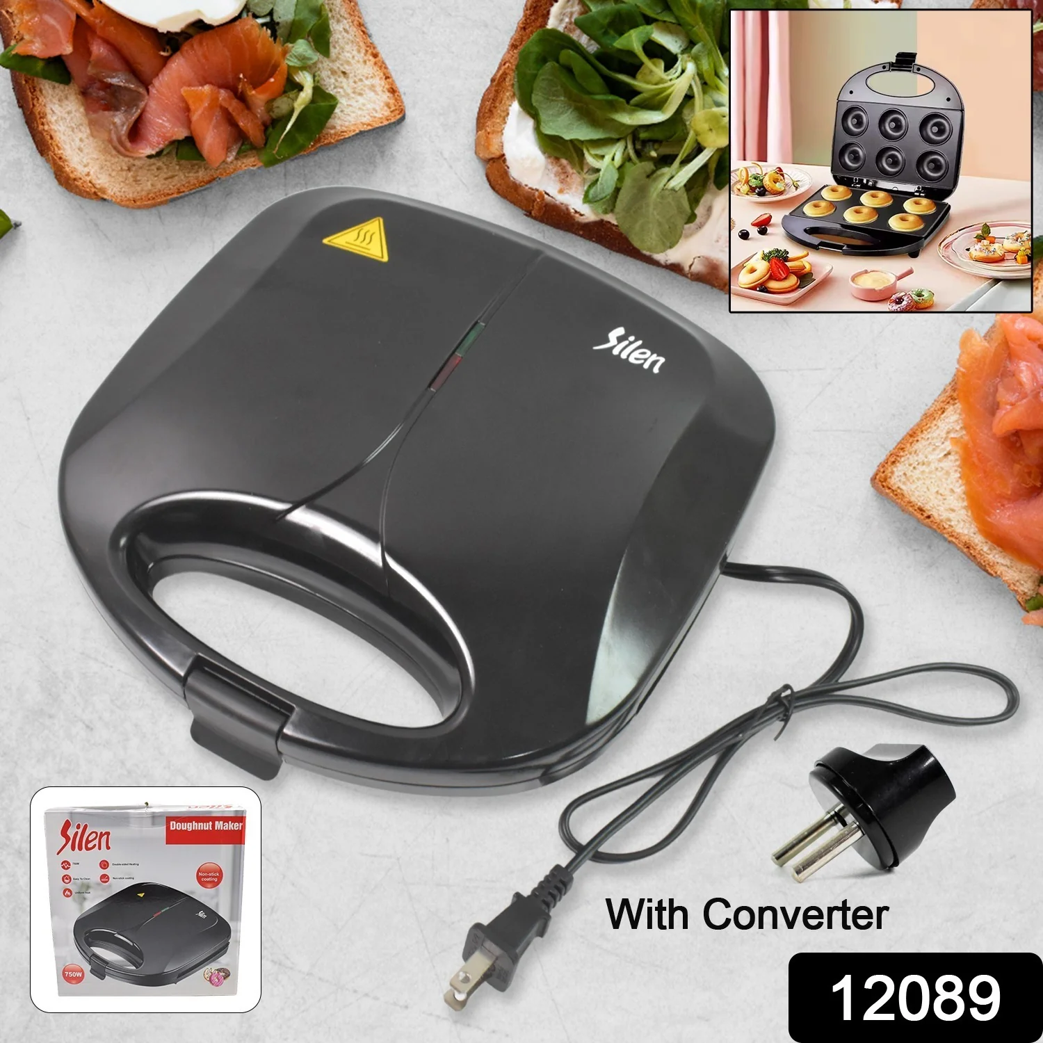 Electric Donut Maker 750W – 6 Cavity(1 Pc / With 2 PIN Plug Converter 1 Pc ) - Image 2