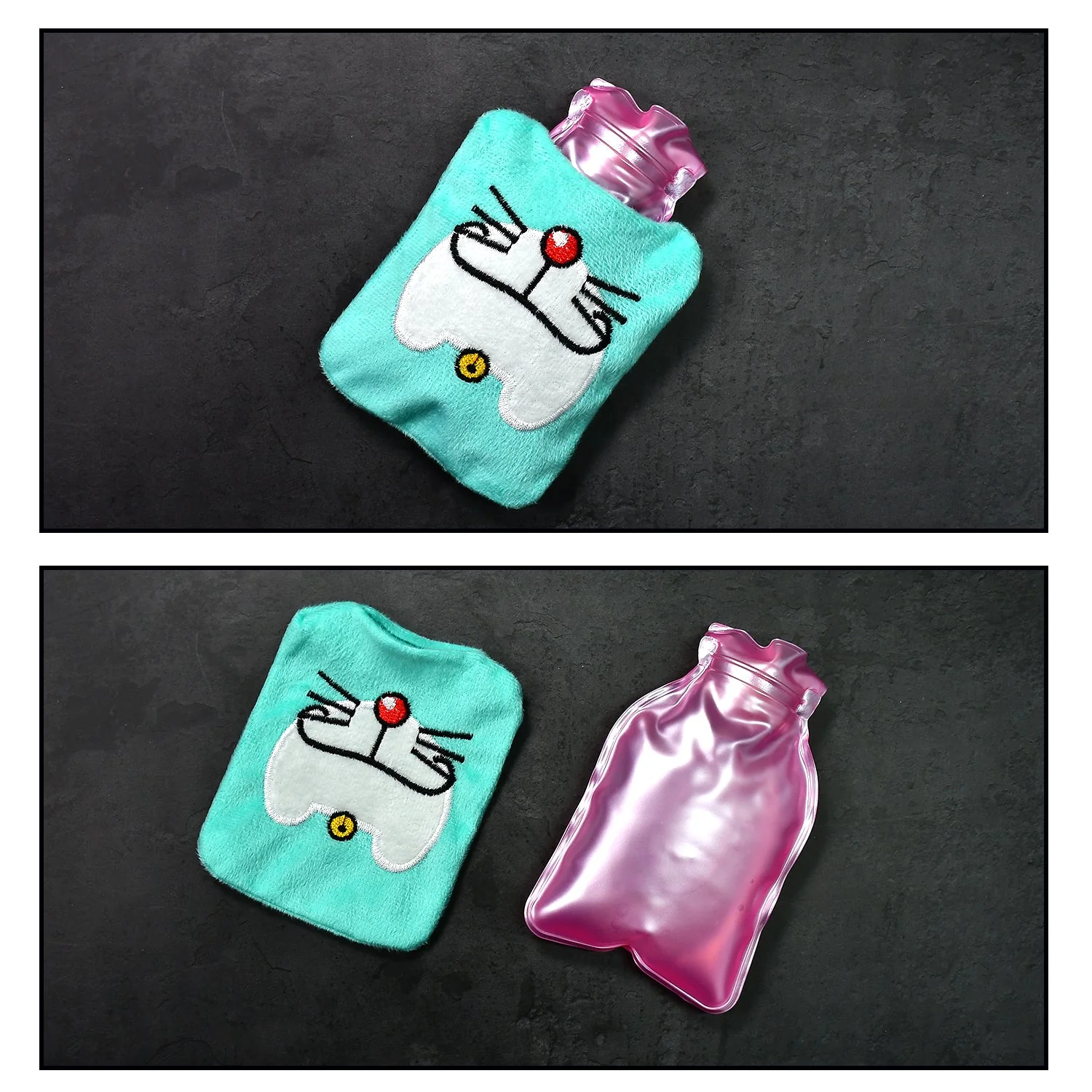 1 Pc Doremon Cartoon small Hot Water Bag with Cove - Image 3