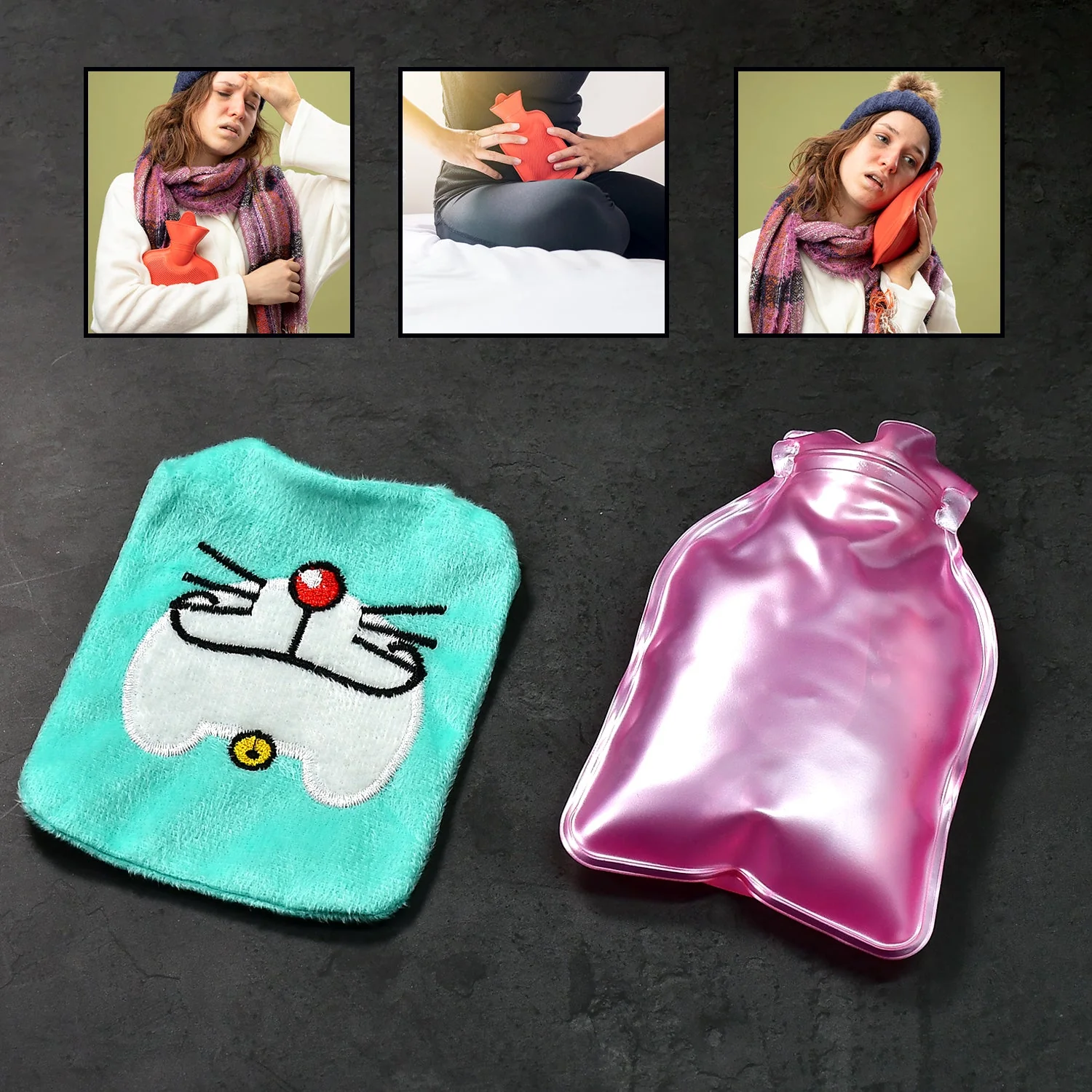 1 Pc Doremon Cartoon small Hot Water Bag with Cove - Image 5