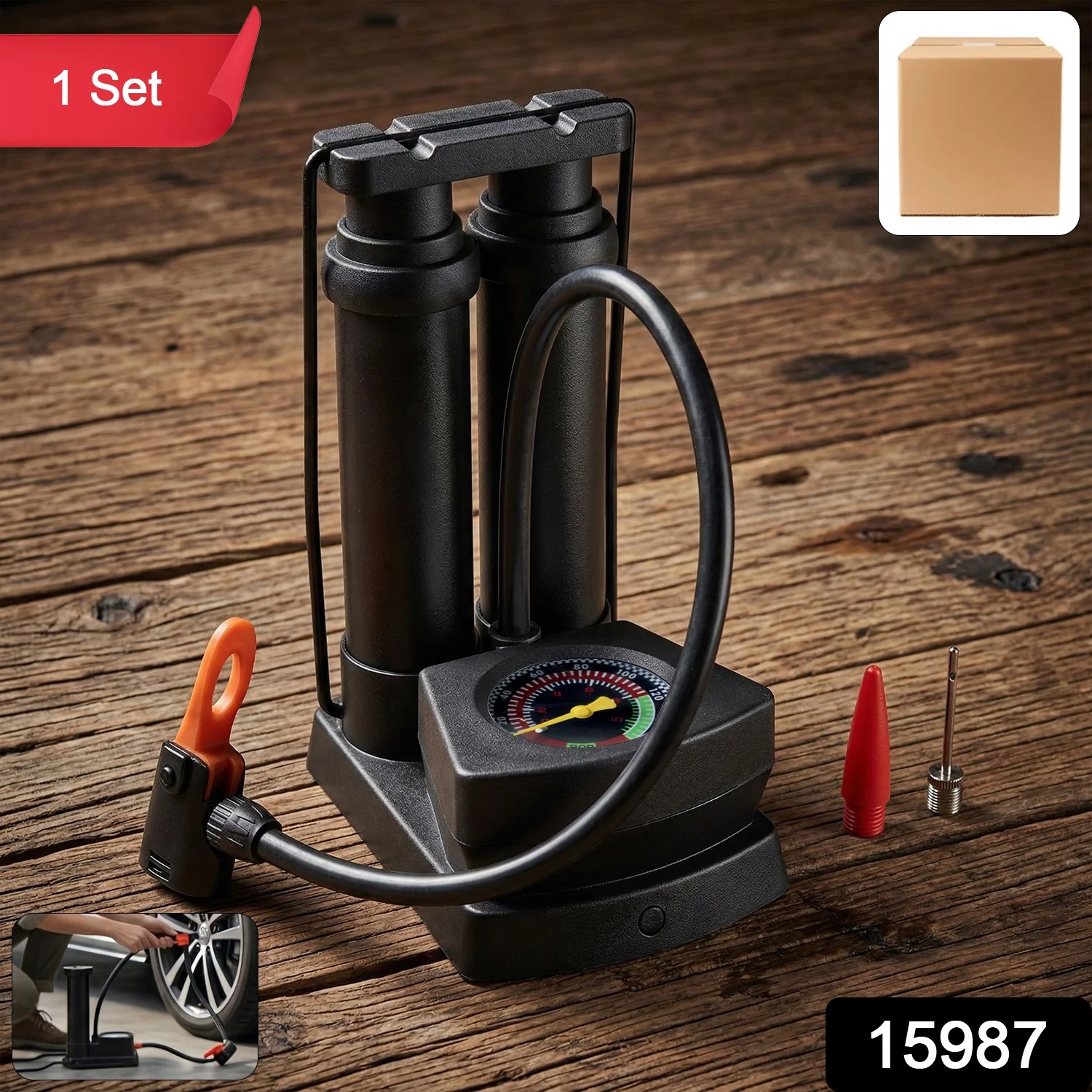 Double Cylinder Foot Air Pump (1 Set) - Image 2