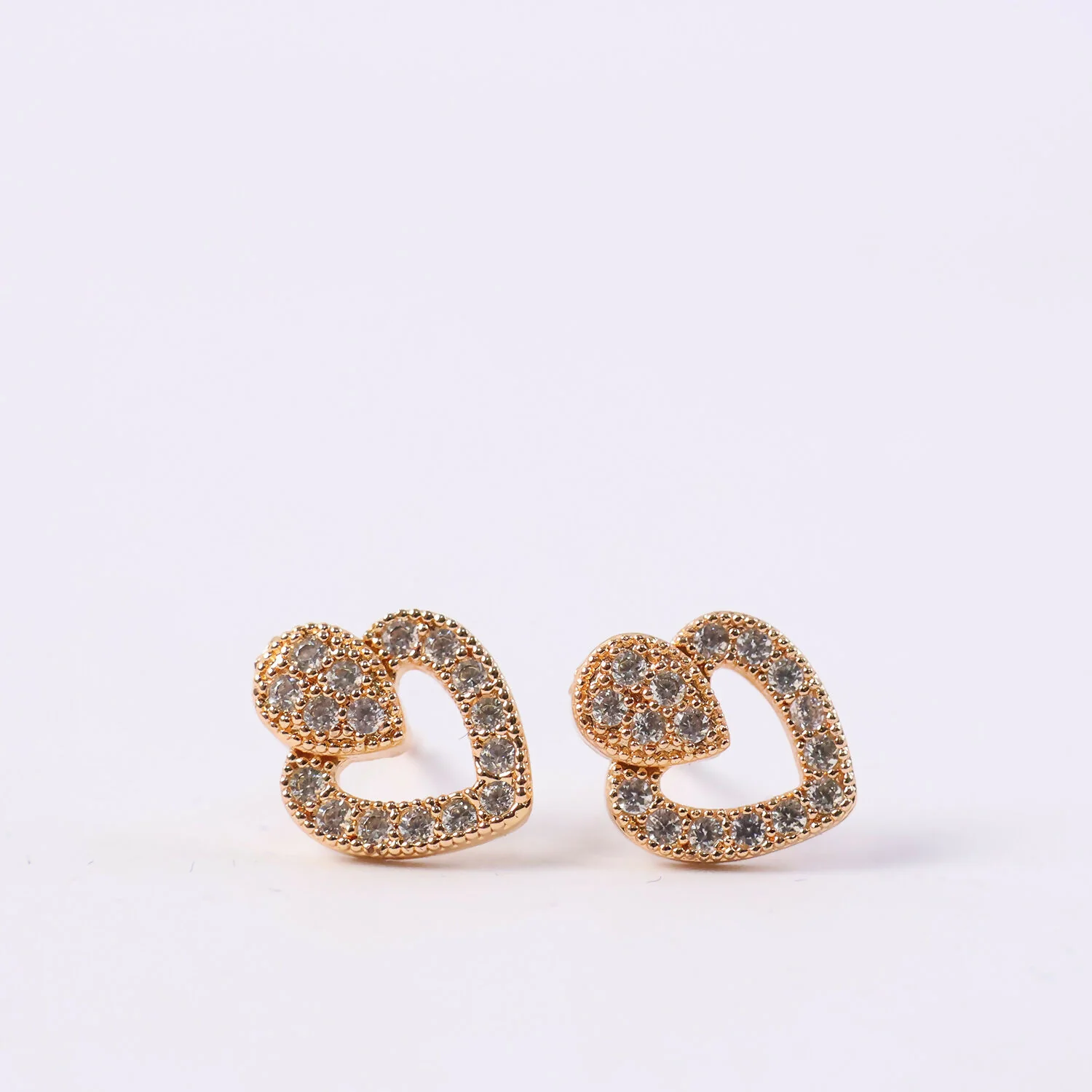 Double Heart Crystal Stud Earrings For Woman & Girl – Elegant Heart Motif Design - Image 5