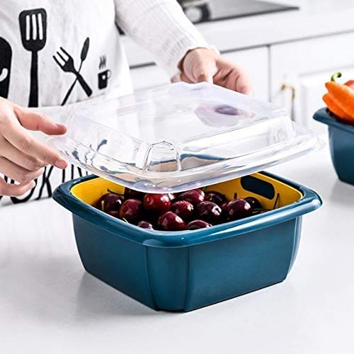 Double Layer Food Drainer Washing Basket with Collapsible Strainers Colander - Image 3