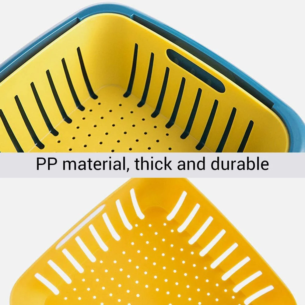 Double Layer Food Drainer Washing Basket with Collapsible Strainers Colander - Image 4