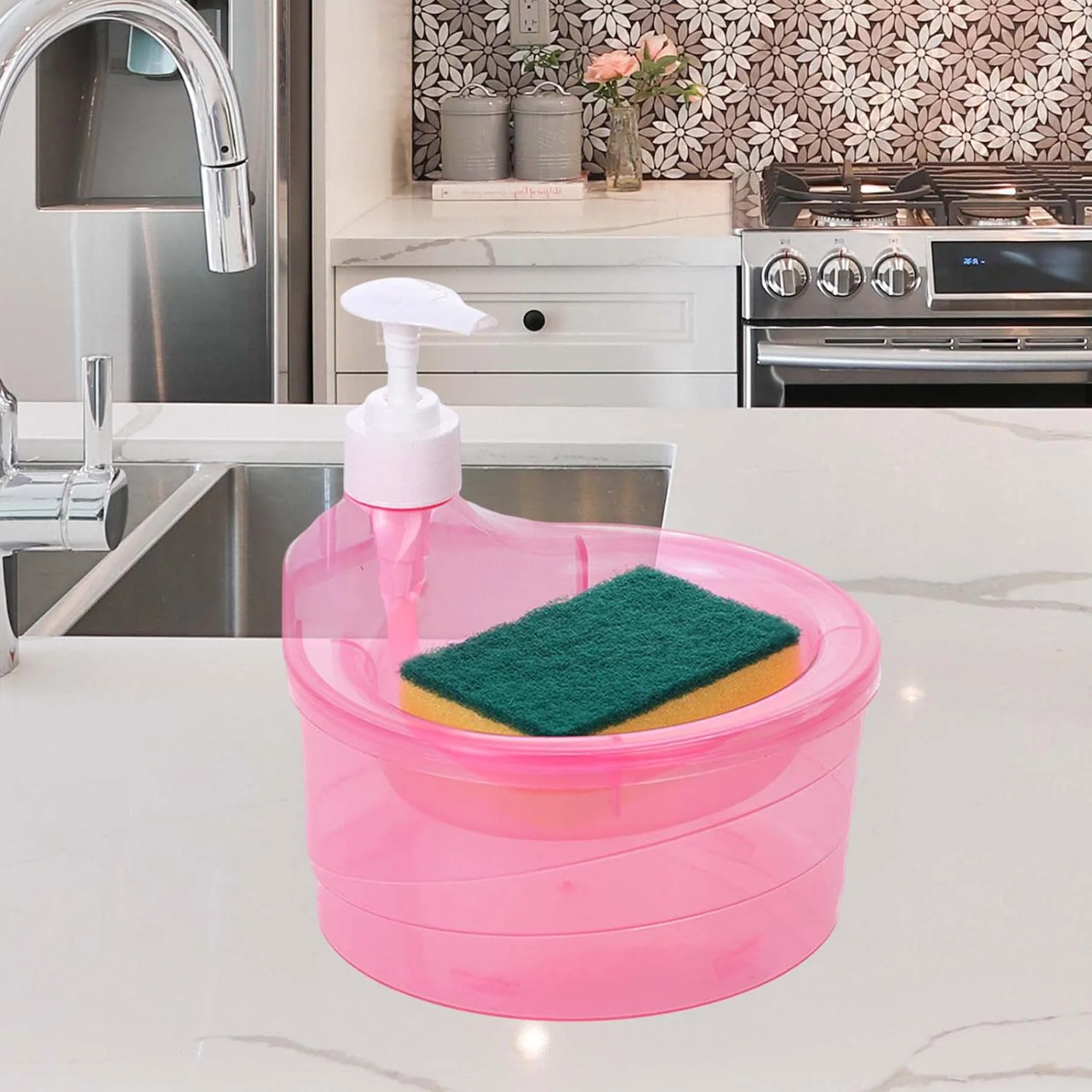 2 in 1 Double Layer Liquid Soap Dispenser with Pump and Sponge - Image 3
