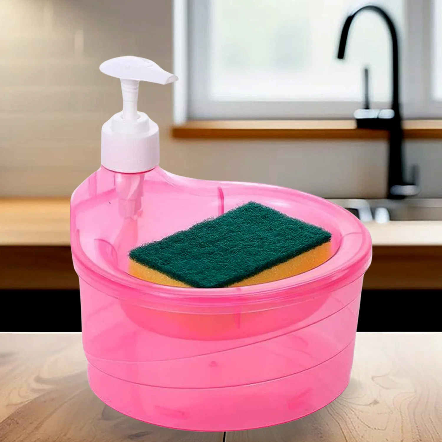 2 in 1 Double Layer Liquid Soap Dispenser with Pump and Sponge - Image 5