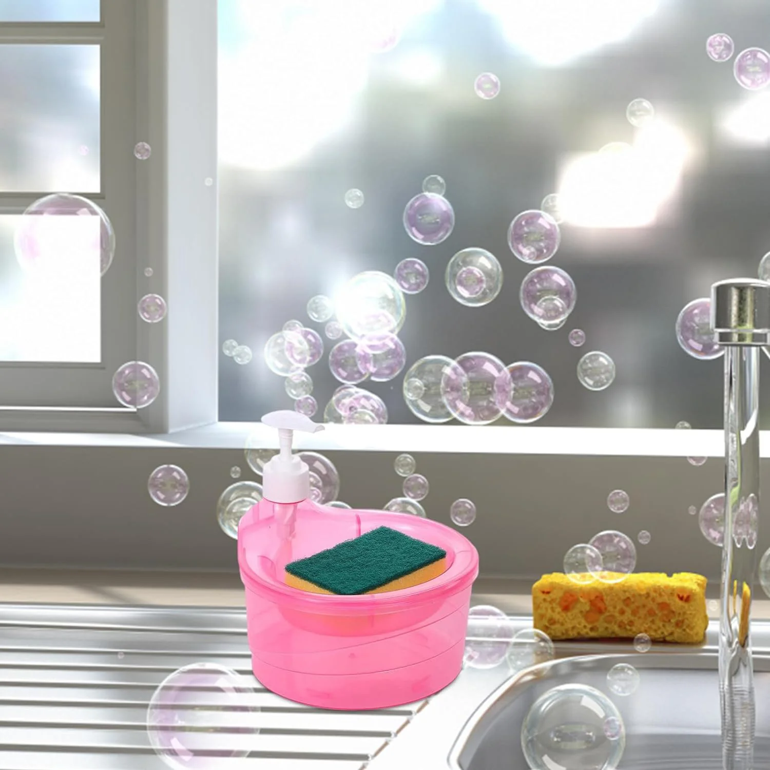 2 in 1 Double Layer Liquid Soap Dispenser with Pump and Sponge - Image 8