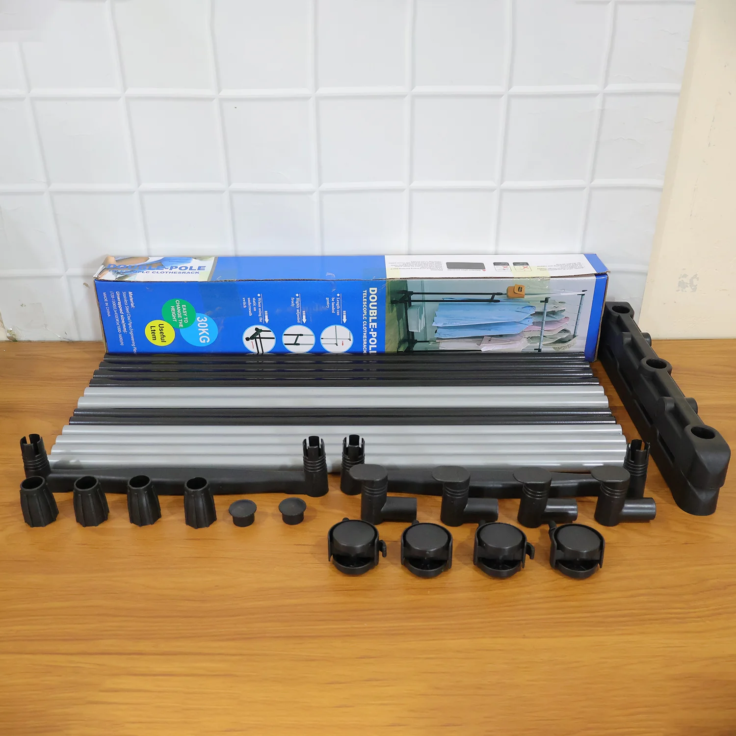 Double Pole Adjustable Garment Stand (1 Set) - Image 8