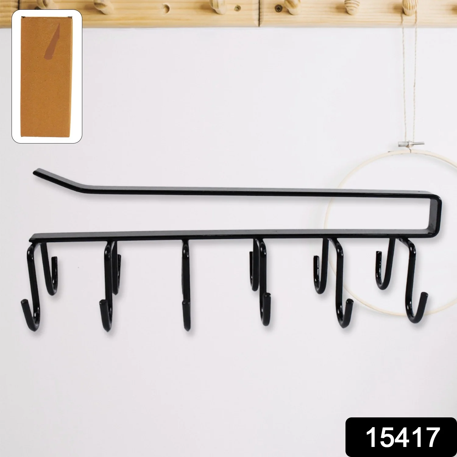 Double-Row Metal cupholder Rack, Multi-Purpose Iron Hanger with 6 Hooks (1 Pc) - Image 2