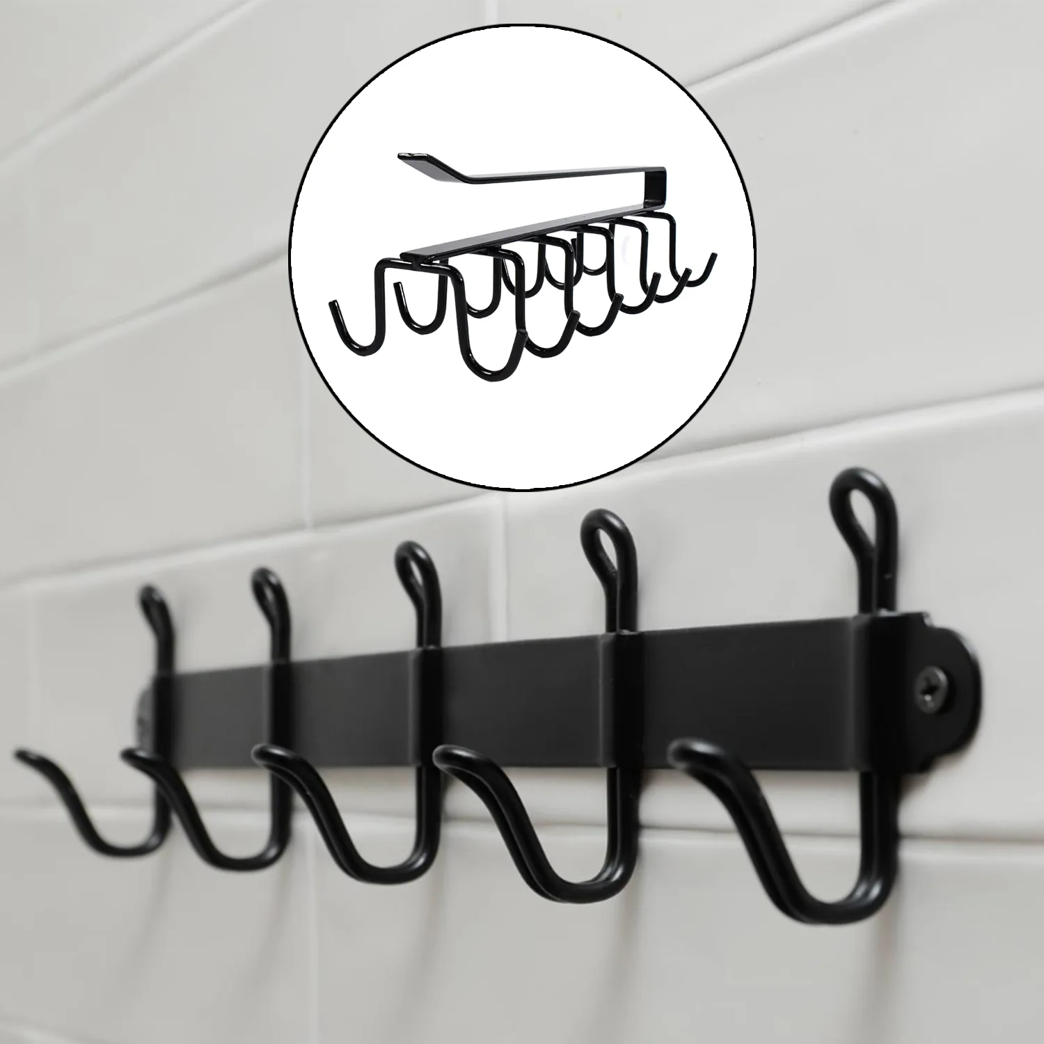 Double-Row Metal cupholder Rack, Multi-Purpose Iron Hanger with 6 Hooks (1 Pc) - Image 3