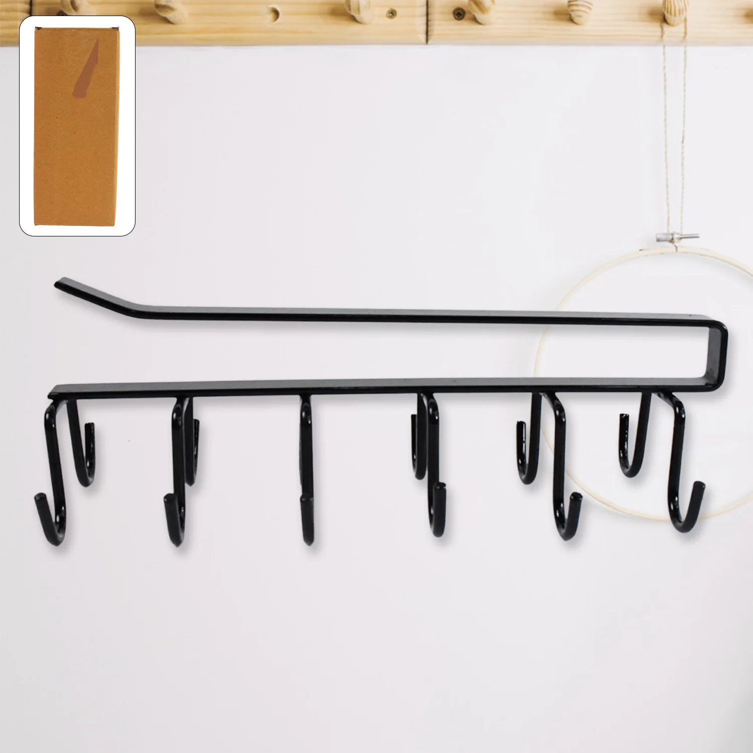 Double-Row Metal cupholder Rack, Multi-Purpose Iron Hanger with 6 Hooks (1 Pc) - Image 4