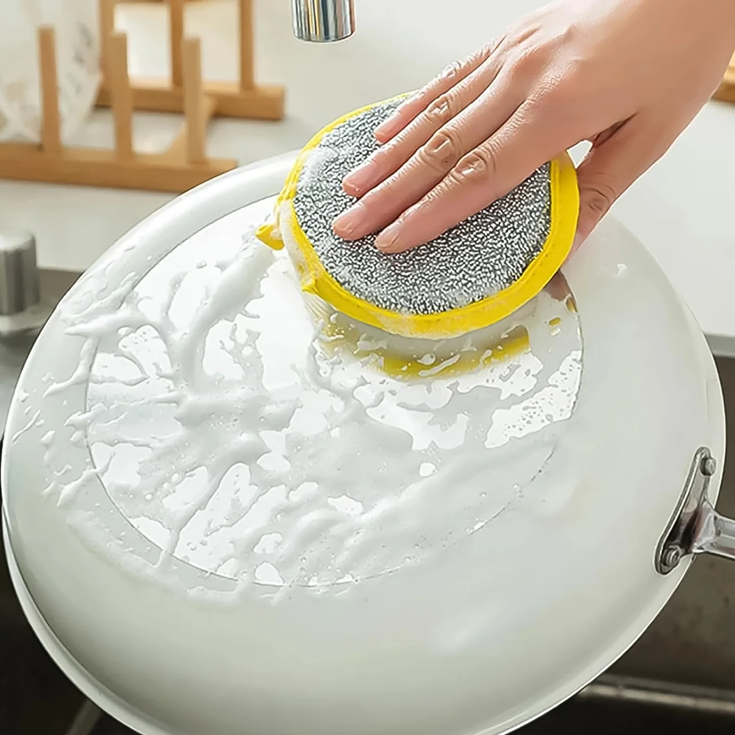 Double Side Dishwashing Sponge Dish Washing Brush (1 Pc) - Image 3