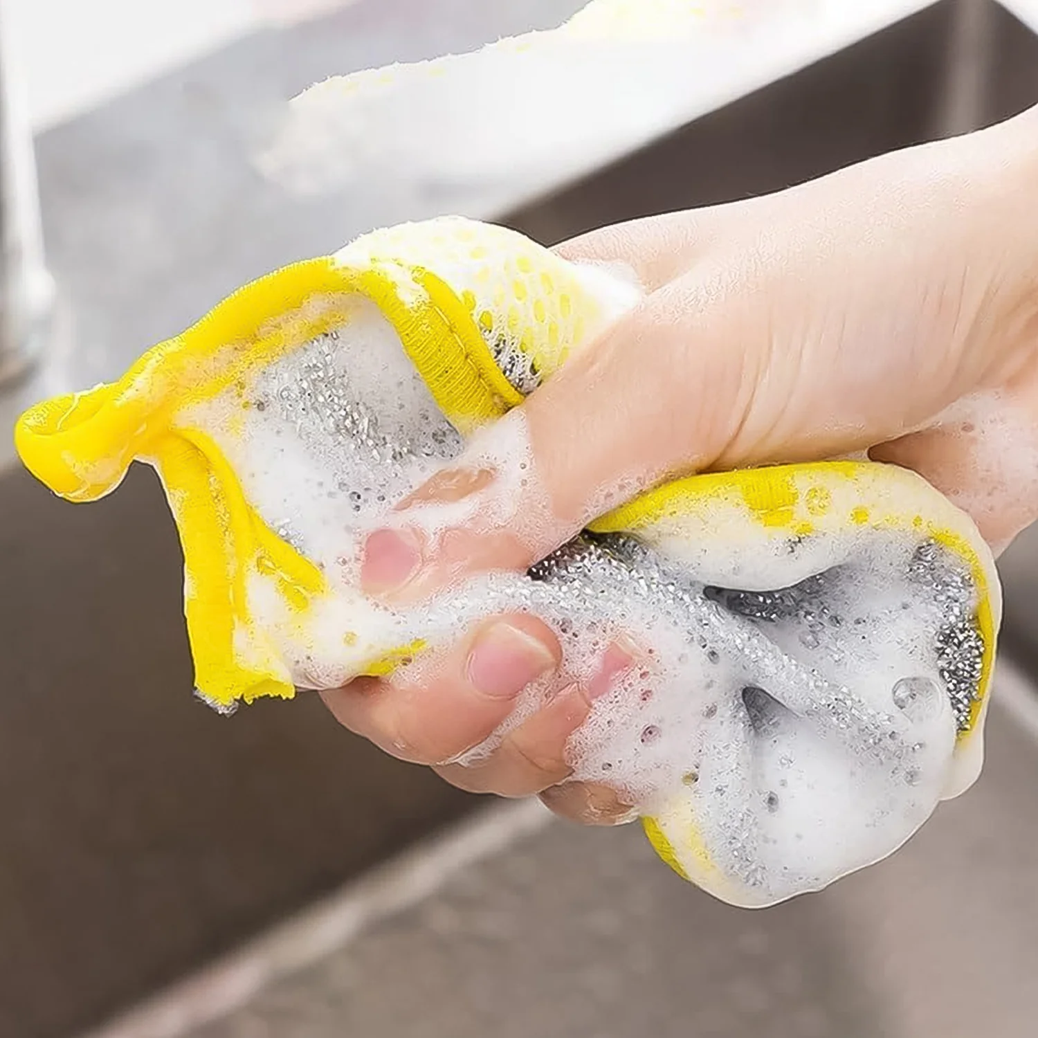 Double Side Dishwashing Sponge Dish Washing Brush (1 Pc) - Image 4