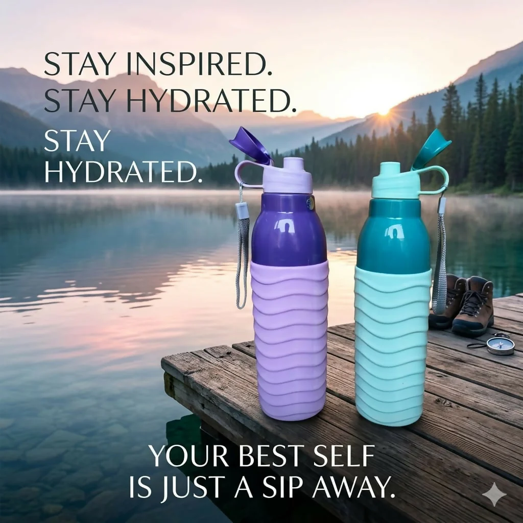 Double Wall Insulated Water Bottle with Grip Leak-Proof Thermos Flask for Gym Office & Travel (1000ml) (Any One Bottle) - Image 2