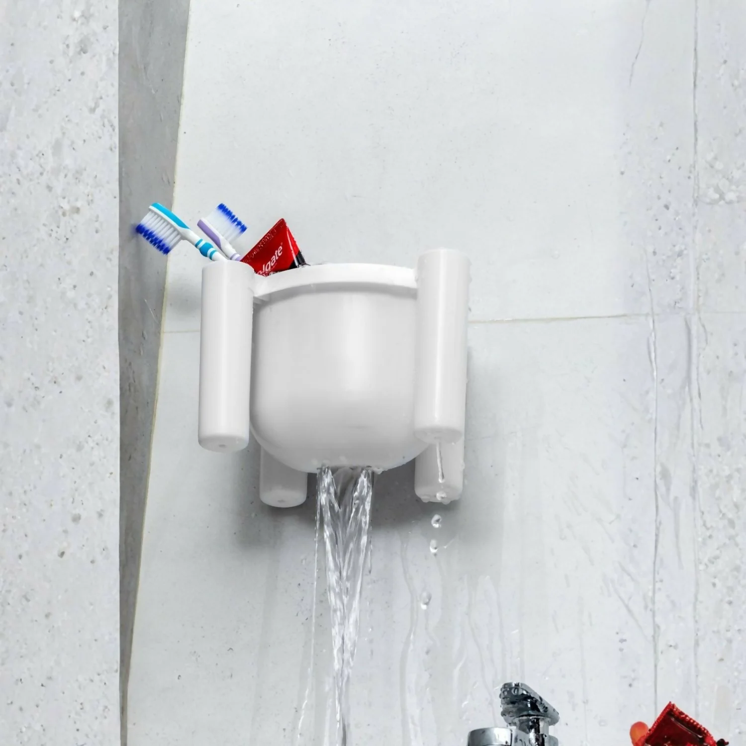 Drainmax Wall Mounted Toothbrush Holder Bathroom Organizer Rack (Pack of 2 ) - Image 2