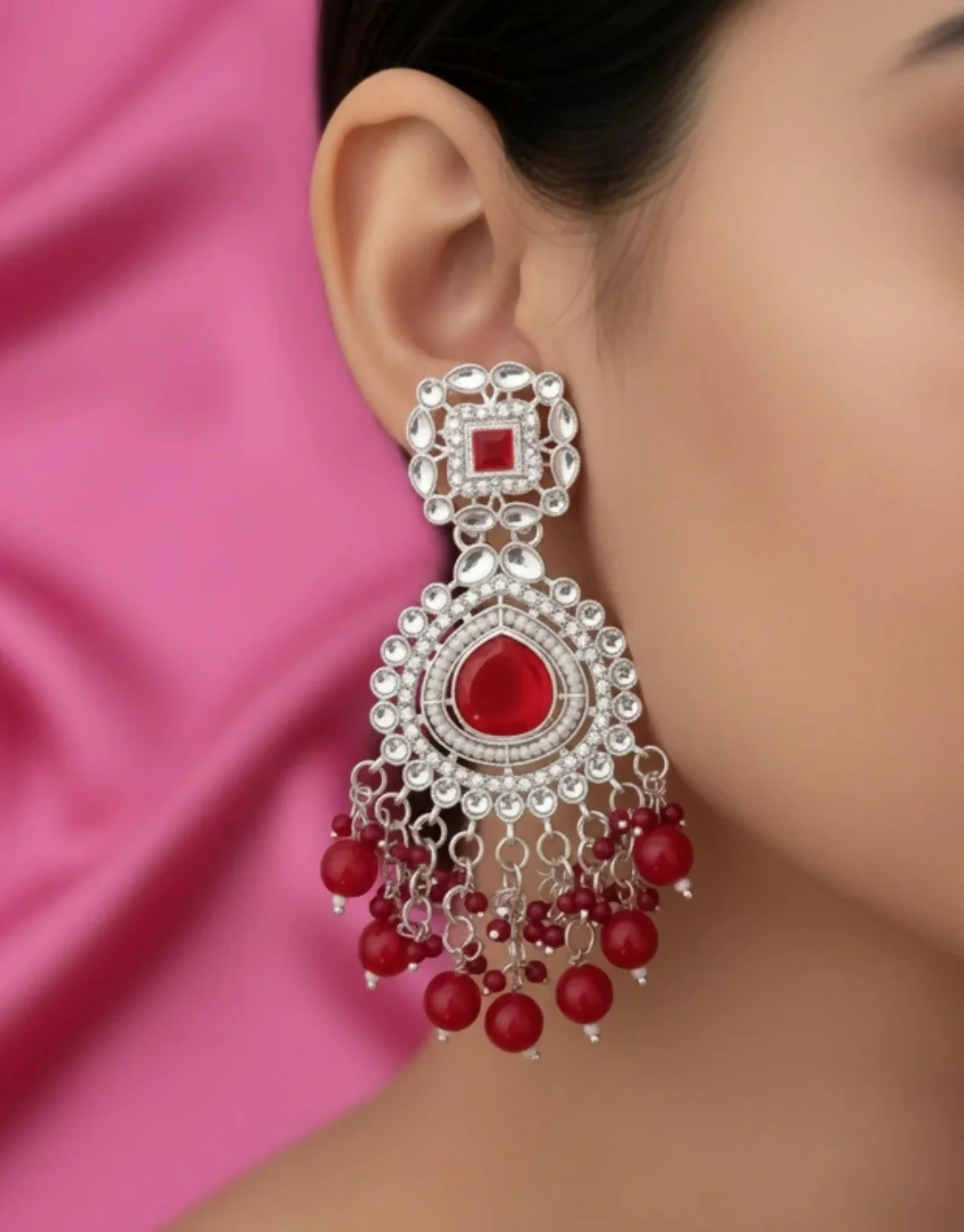 Drop & Danglers Kundan Earrings girls and women - Image 2
