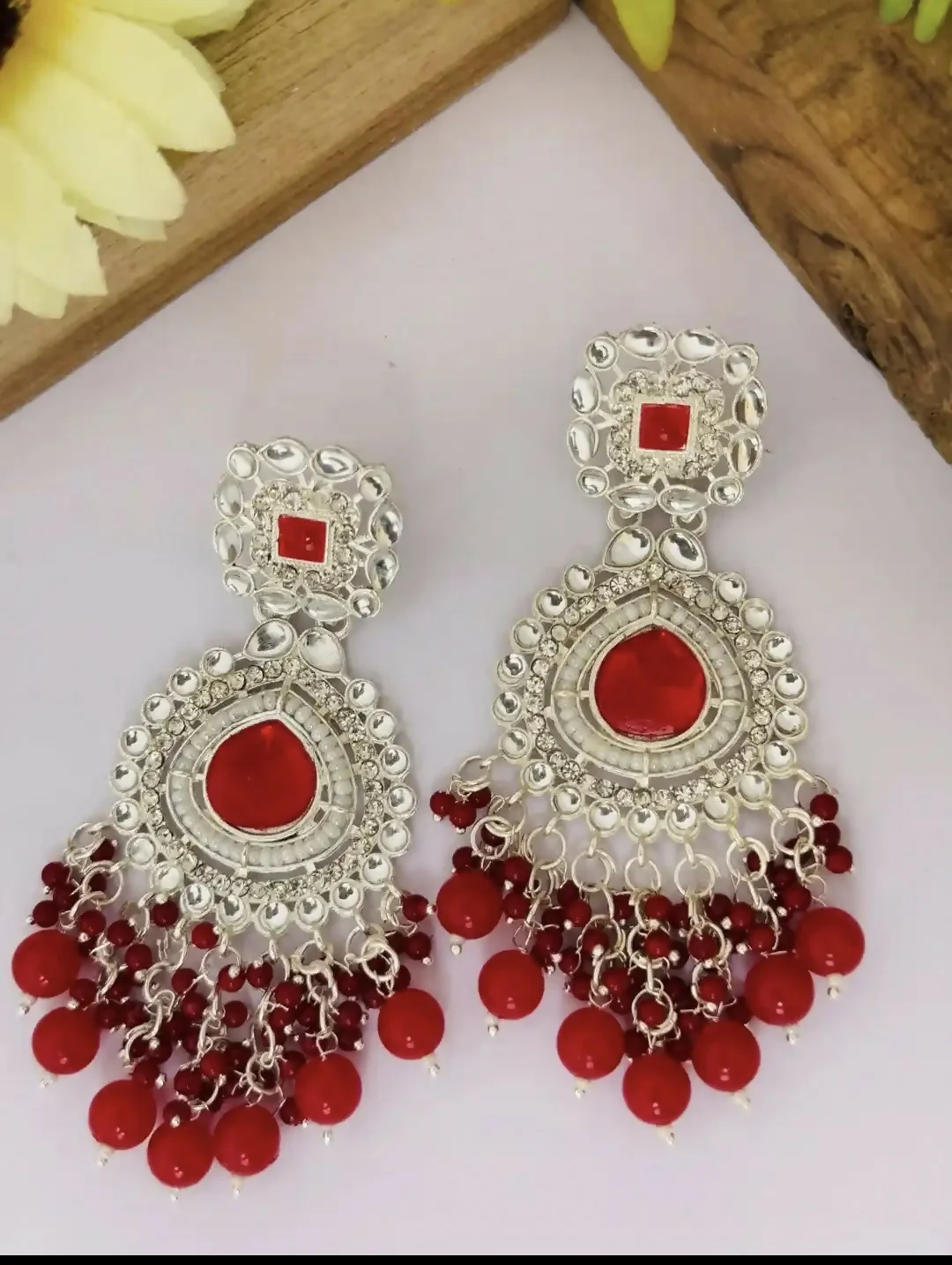 Drop & Danglers Kundan Earrings girls and women - Image 3