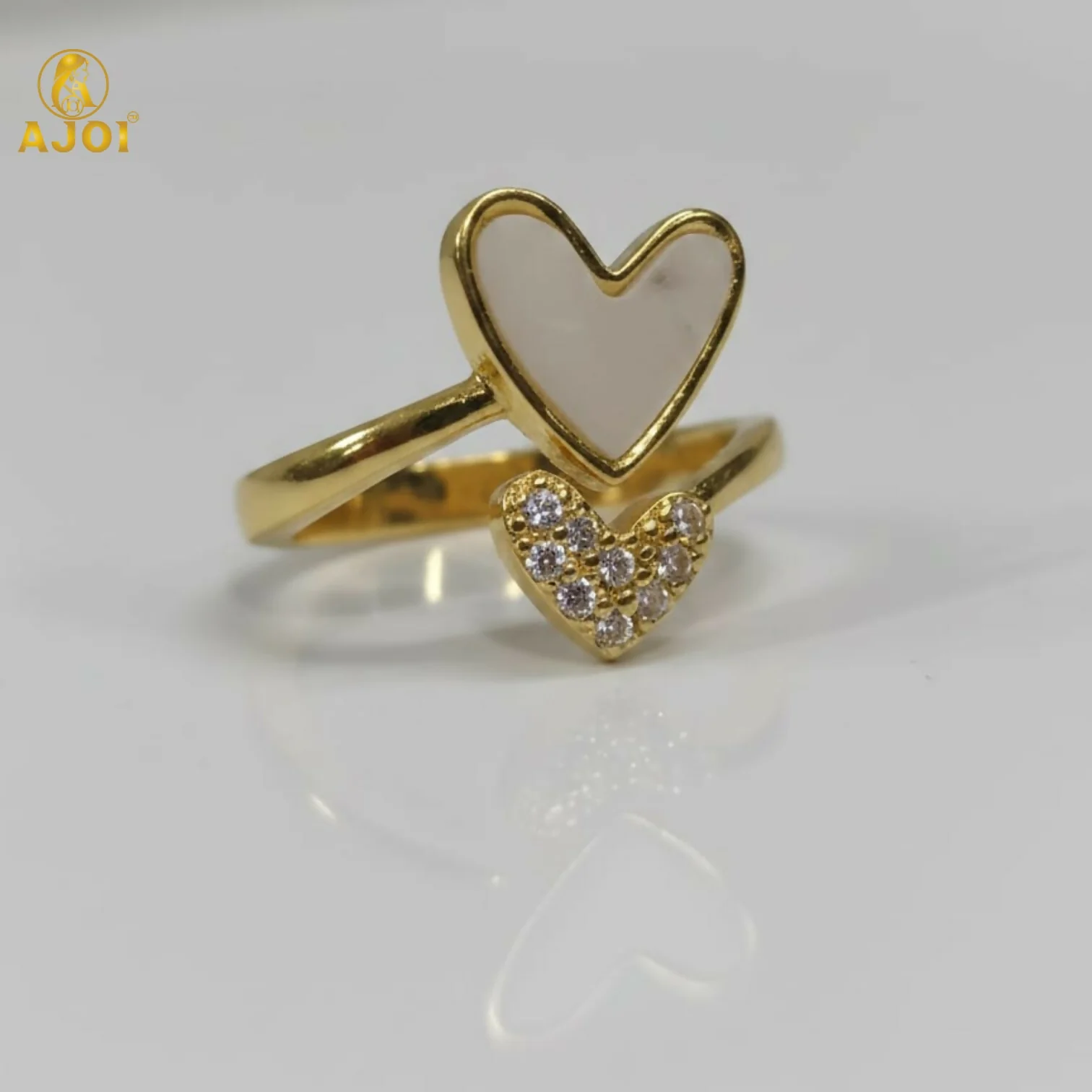 Dual Heart Gold-Tone Adjustable Ring - Image 4
