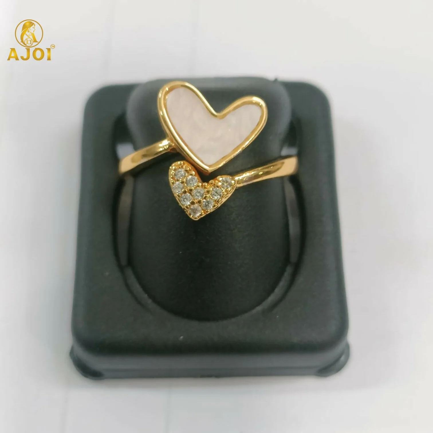 Dual Heart Gold-Tone Adjustable Ring - Image 5