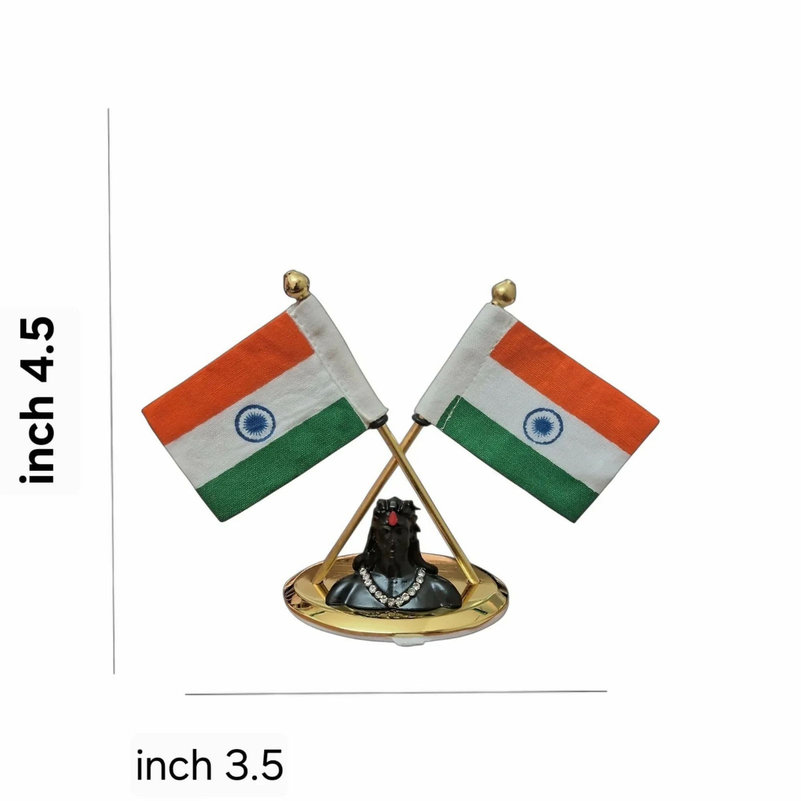 Dual Indian Flag Car Dashboard Stand with Shiva Idol Decorative Showpiece 1 Pc - Image 4