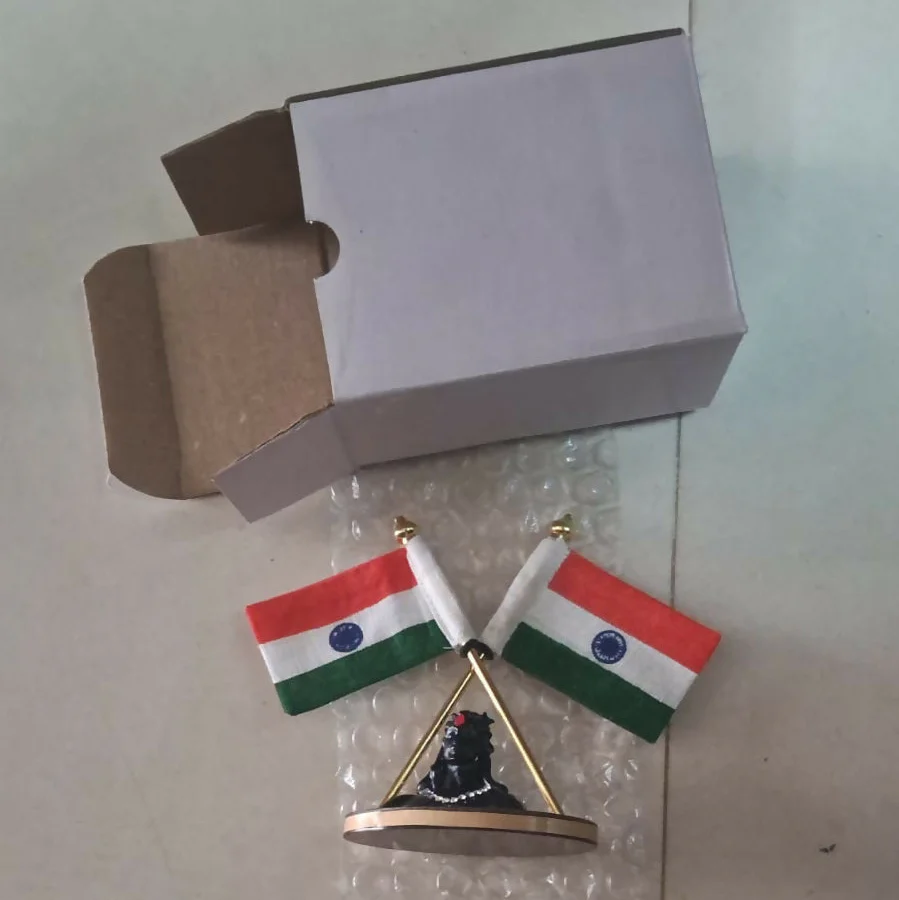 Dual Indian Flag Car Dashboard Stand with Shiva Idol Decorative Showpiece 1 Pc - Image 6
