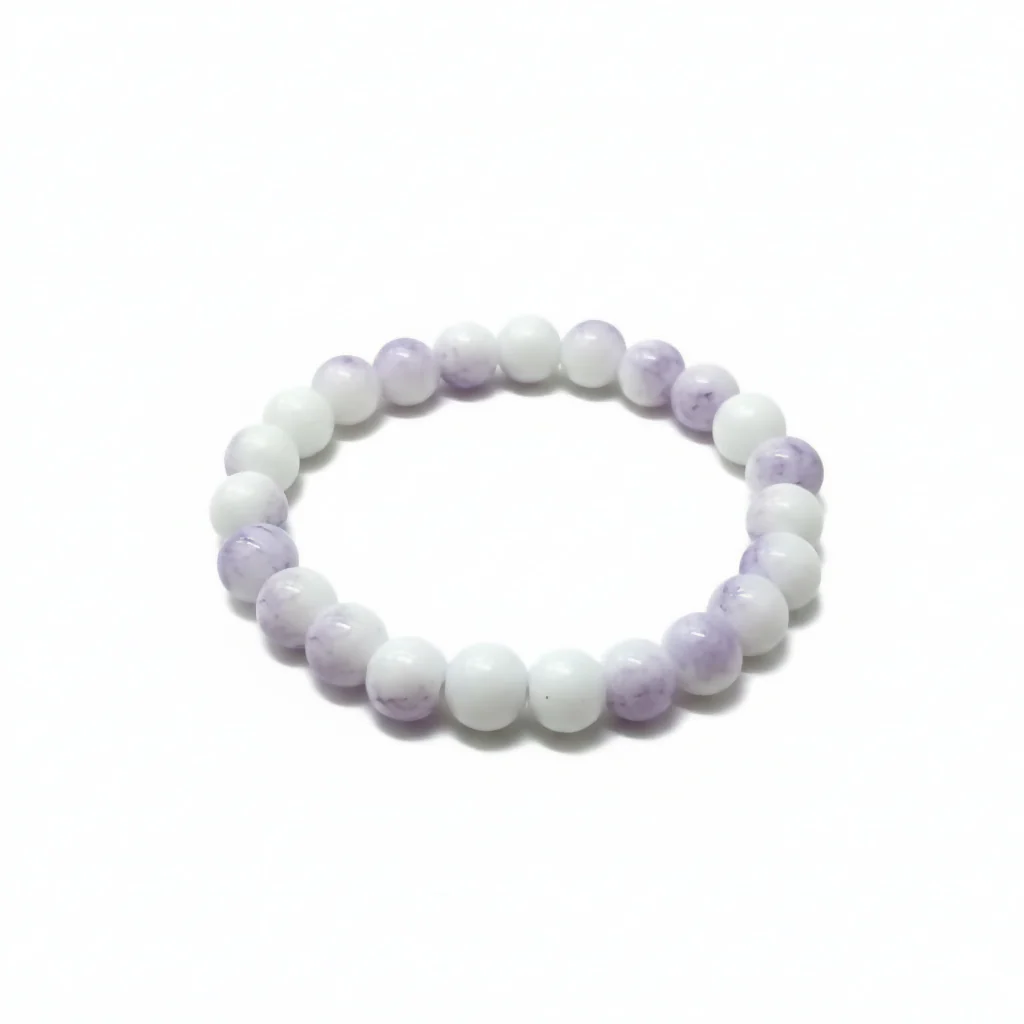 Dual-Tone Purple Beaded Stretch Bracelet - Image 2