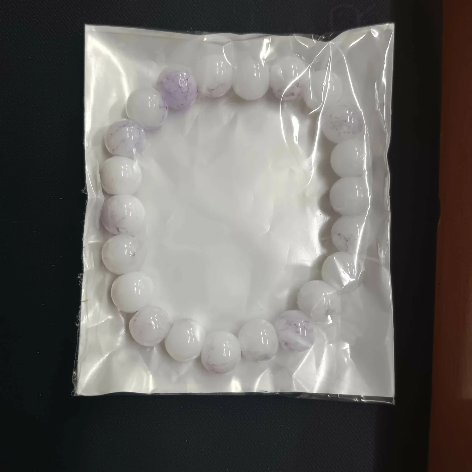Dual-Tone Purple Beaded Stretch Bracelet - Image 4