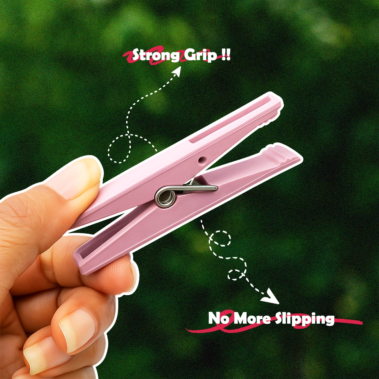 Cloth Clips Set of 12 – Strong Grip Plastic Laundry Pegs with Stainless Steel - Image 4