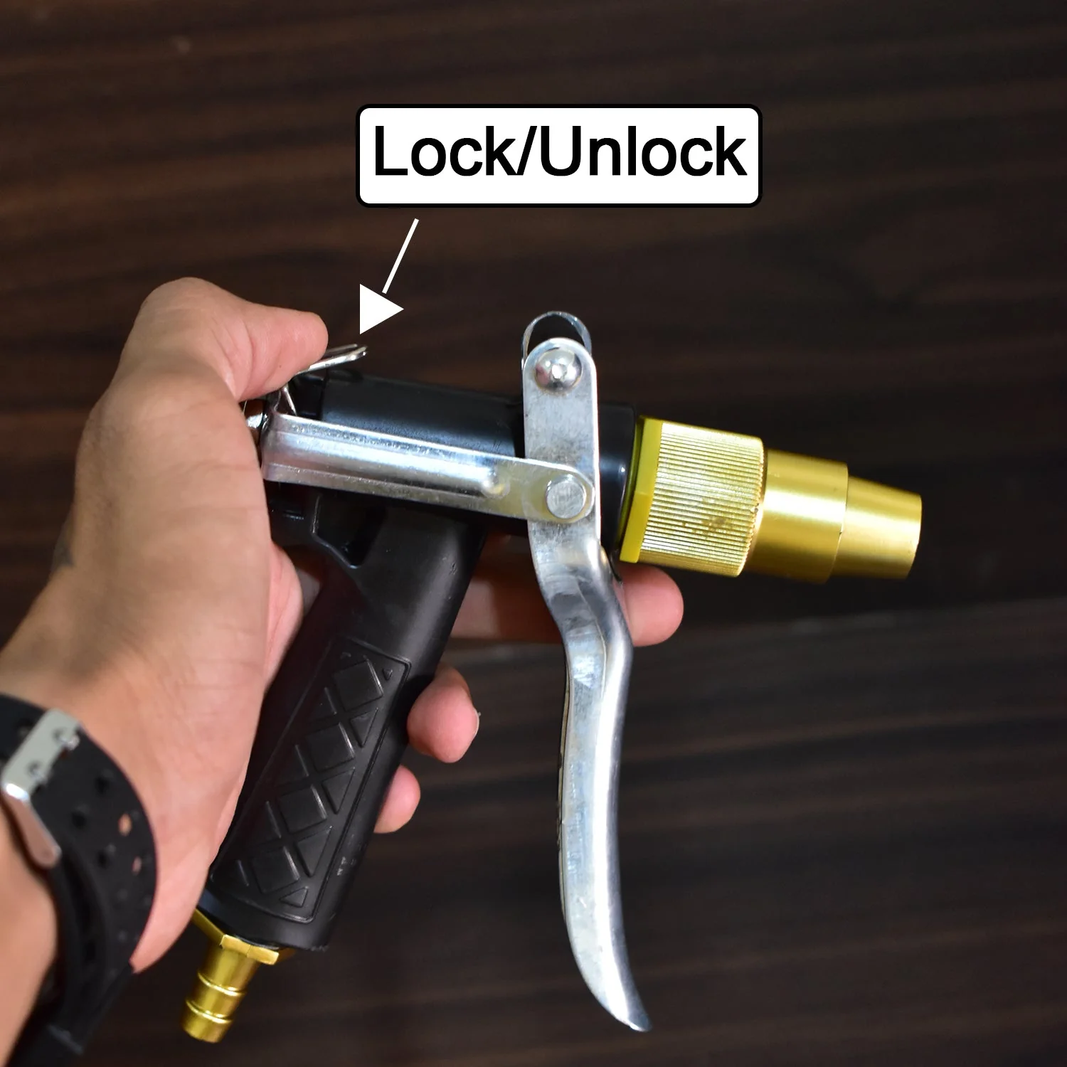 Durable Gold Color Trigger Hose Nozzle Water Lever Spray - Image 8