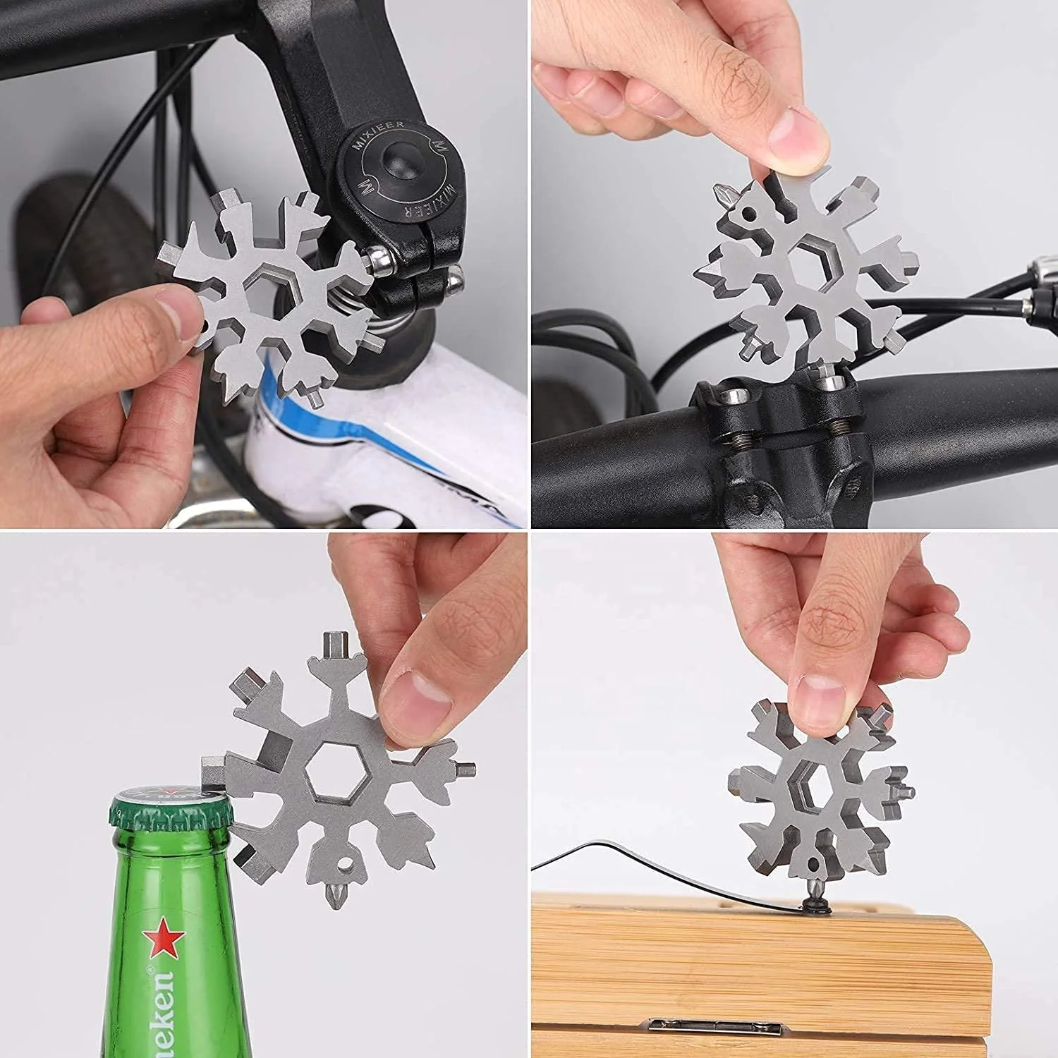 Durable 18-in-1 Snowflake Multi-Tool – Bottle Opener & Screwdriver Wrench Kit - Image 7