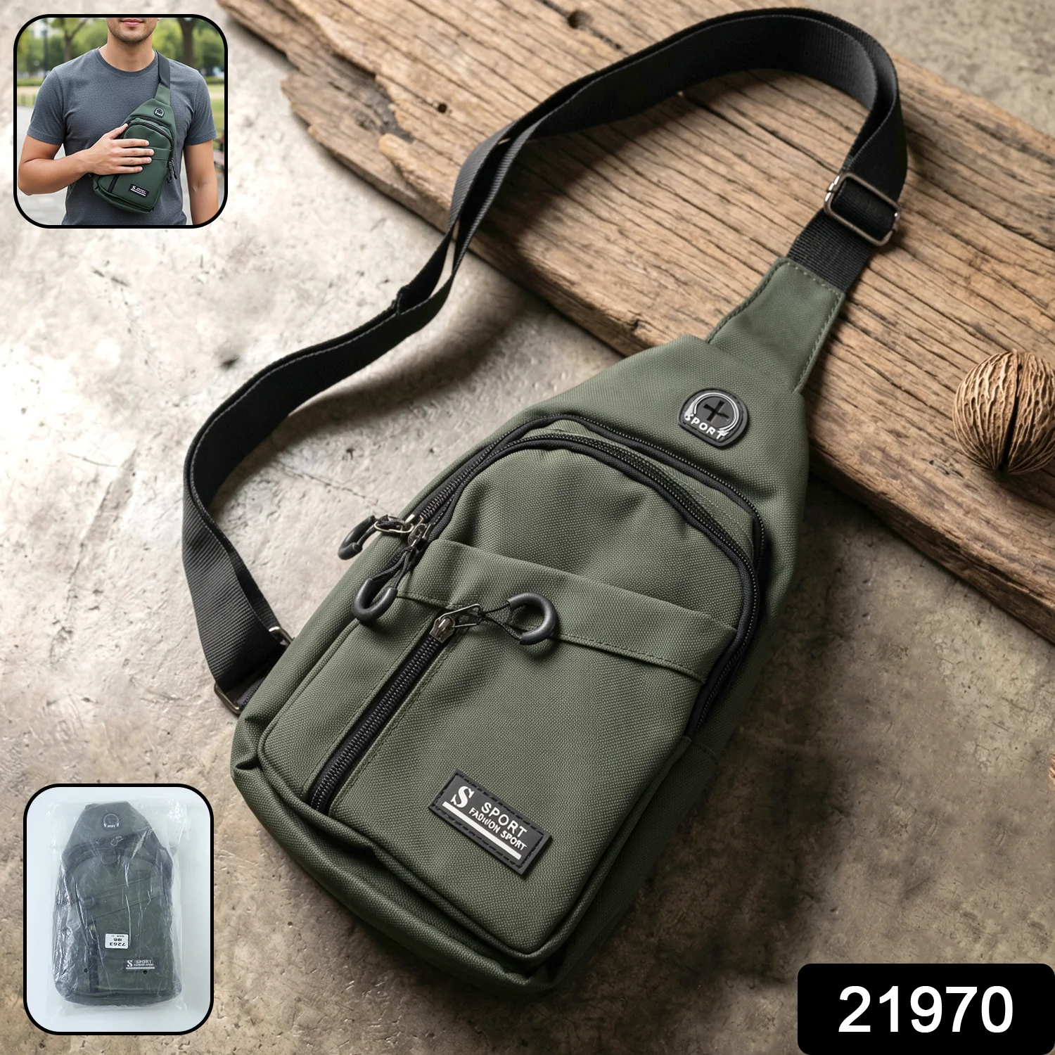 Durable Waist Bag Zipper Crossbody Sling Bag (1 Pc) - Image 2