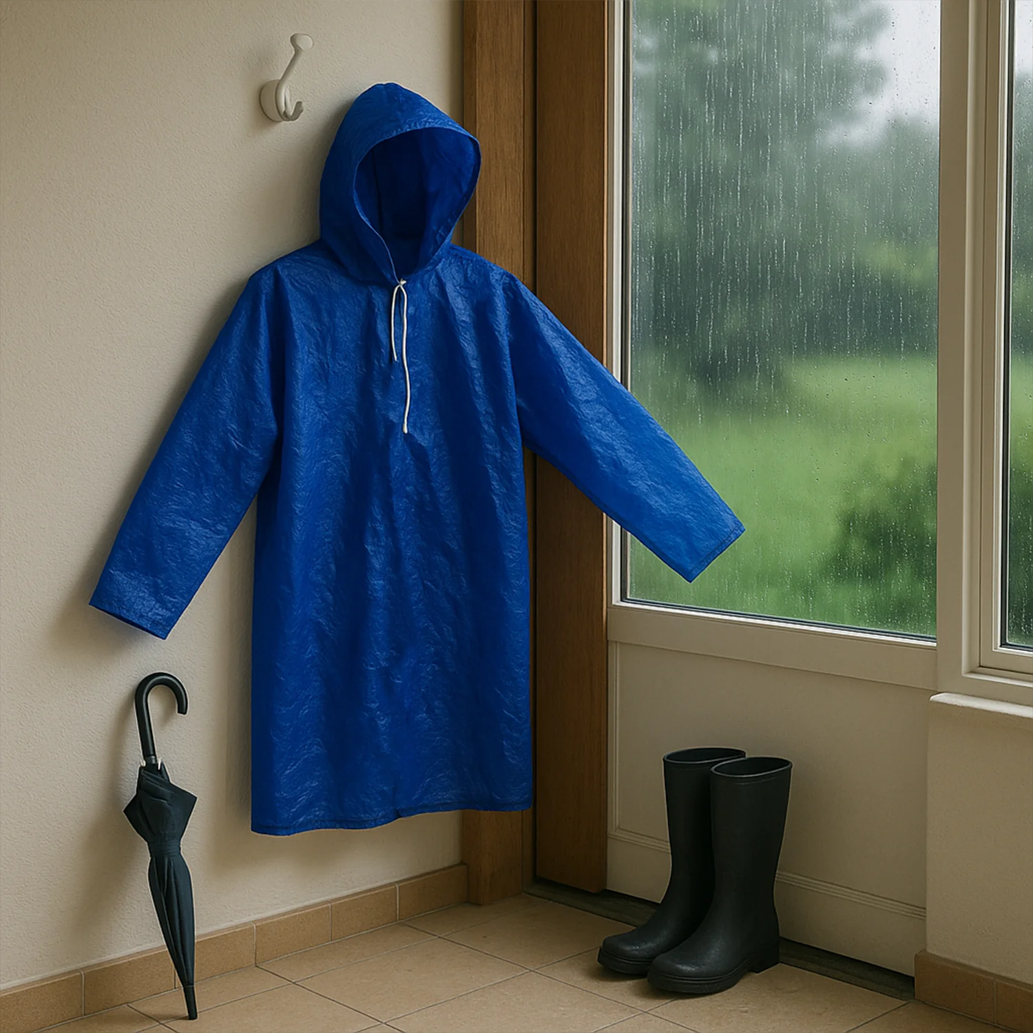 Large Durable Waterproof Hooded Raincoat For Men (1 Pc) - Image 6