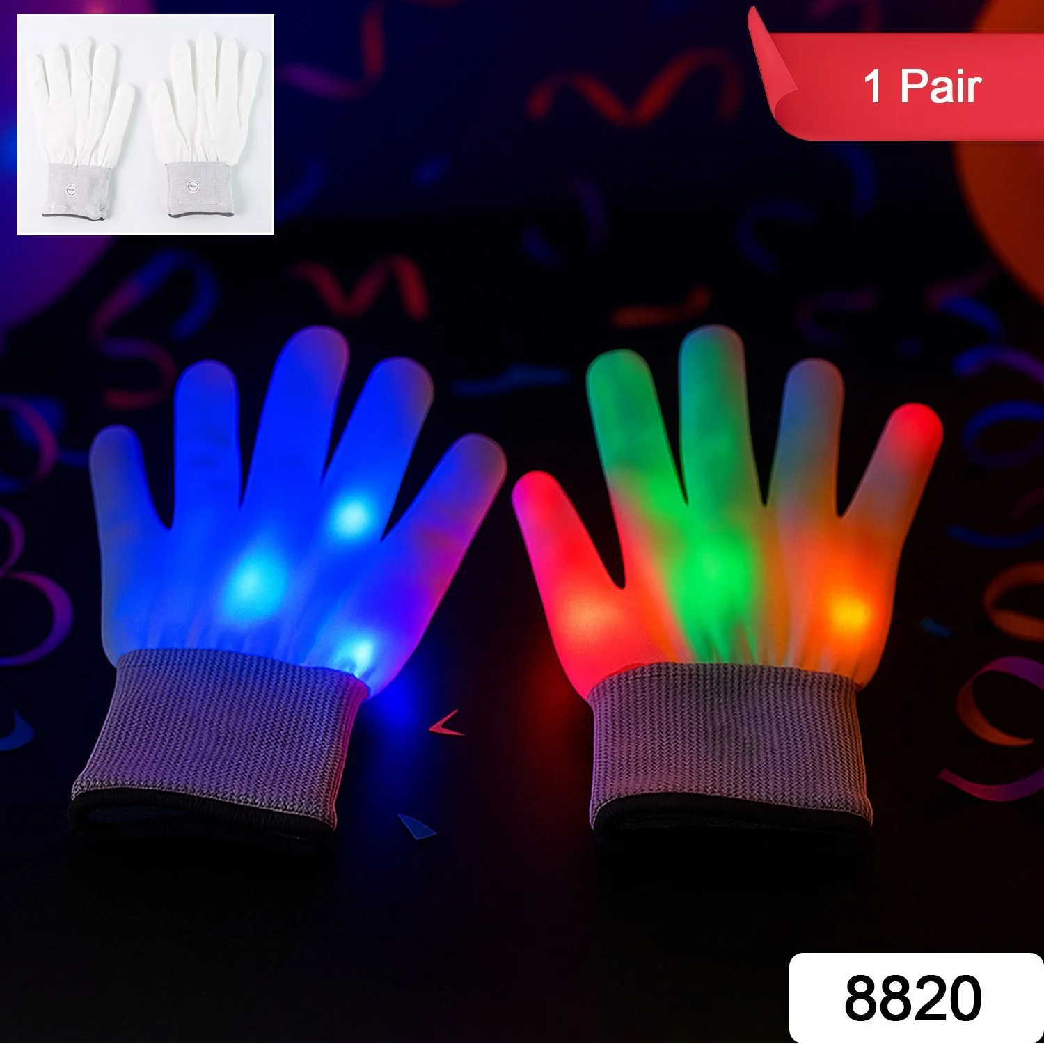 Dynamic Multi-Color Led Light-Up Glow Gloves (1 Pair) - Image 2
