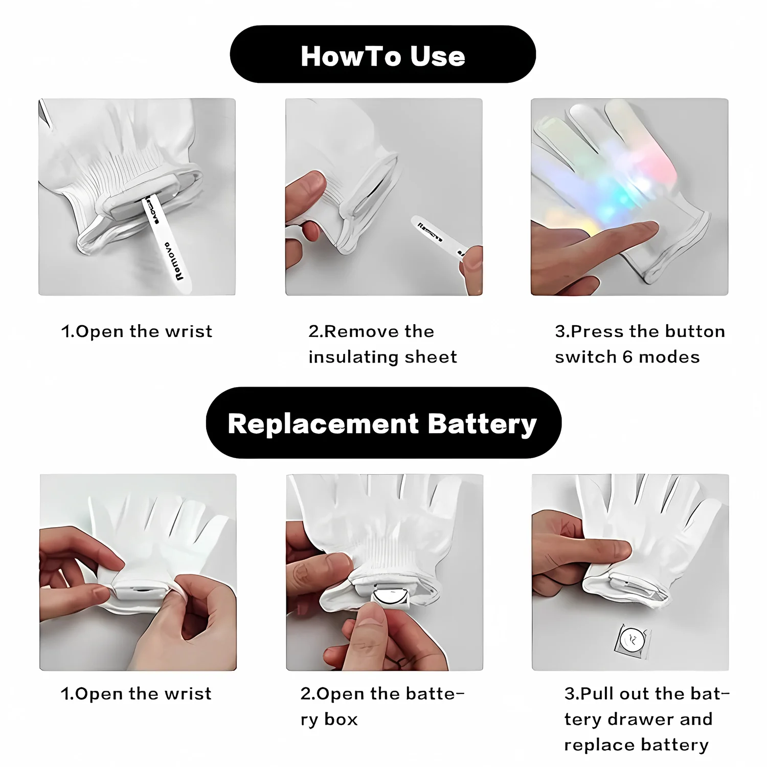Dynamic Multi-Color Led Light-Up Glow Gloves (1 Pair) - Image 3