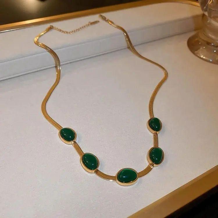 Green Crystal Pendant Earrings With Bracelet (3 Pcs Set) - Image 3