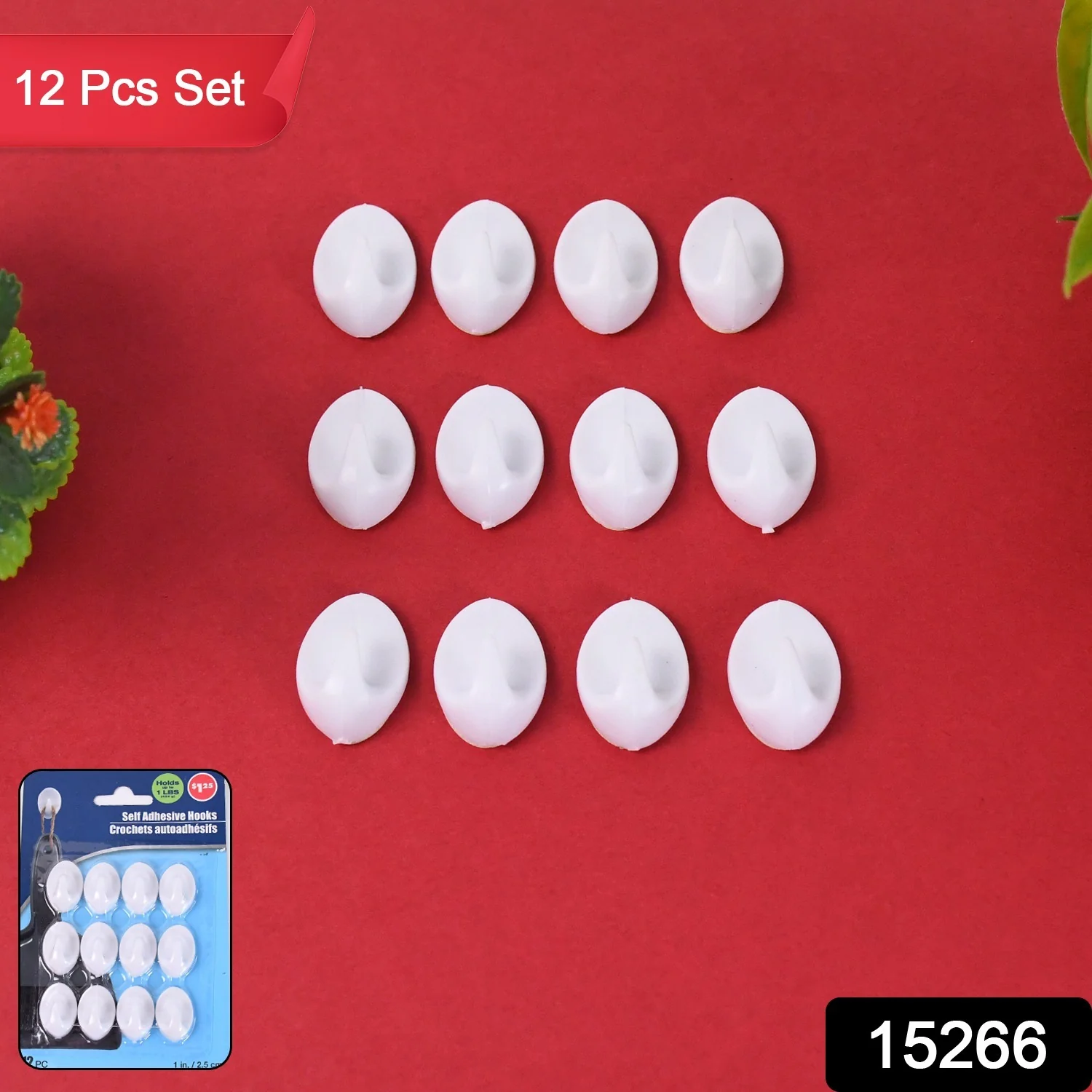 Earth Star Self Adhesive Plastic Wall Hook (12 Pc) - Image 2