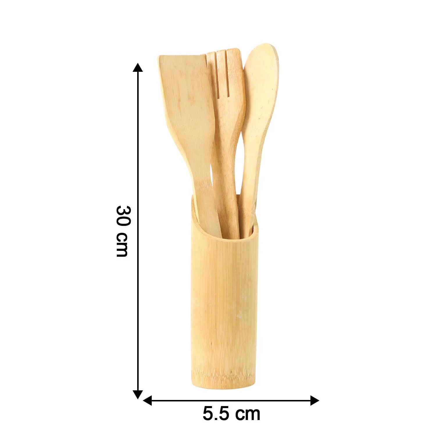 Eco-Friendly Bamboo Spatula Set with Holder (4 Pc) - Image 4