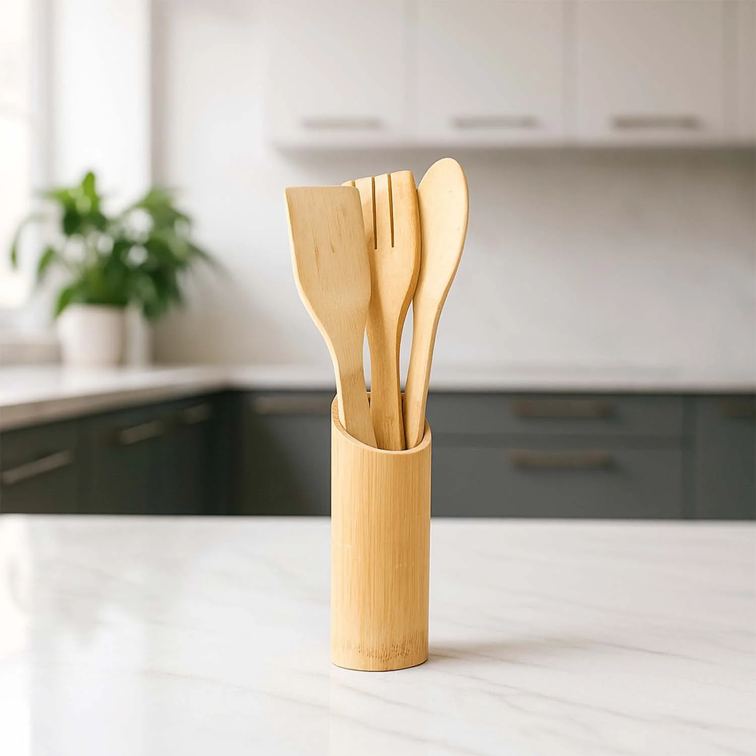 Eco-Friendly Bamboo Spatula Set with Holder (4 Pc) - Image 7