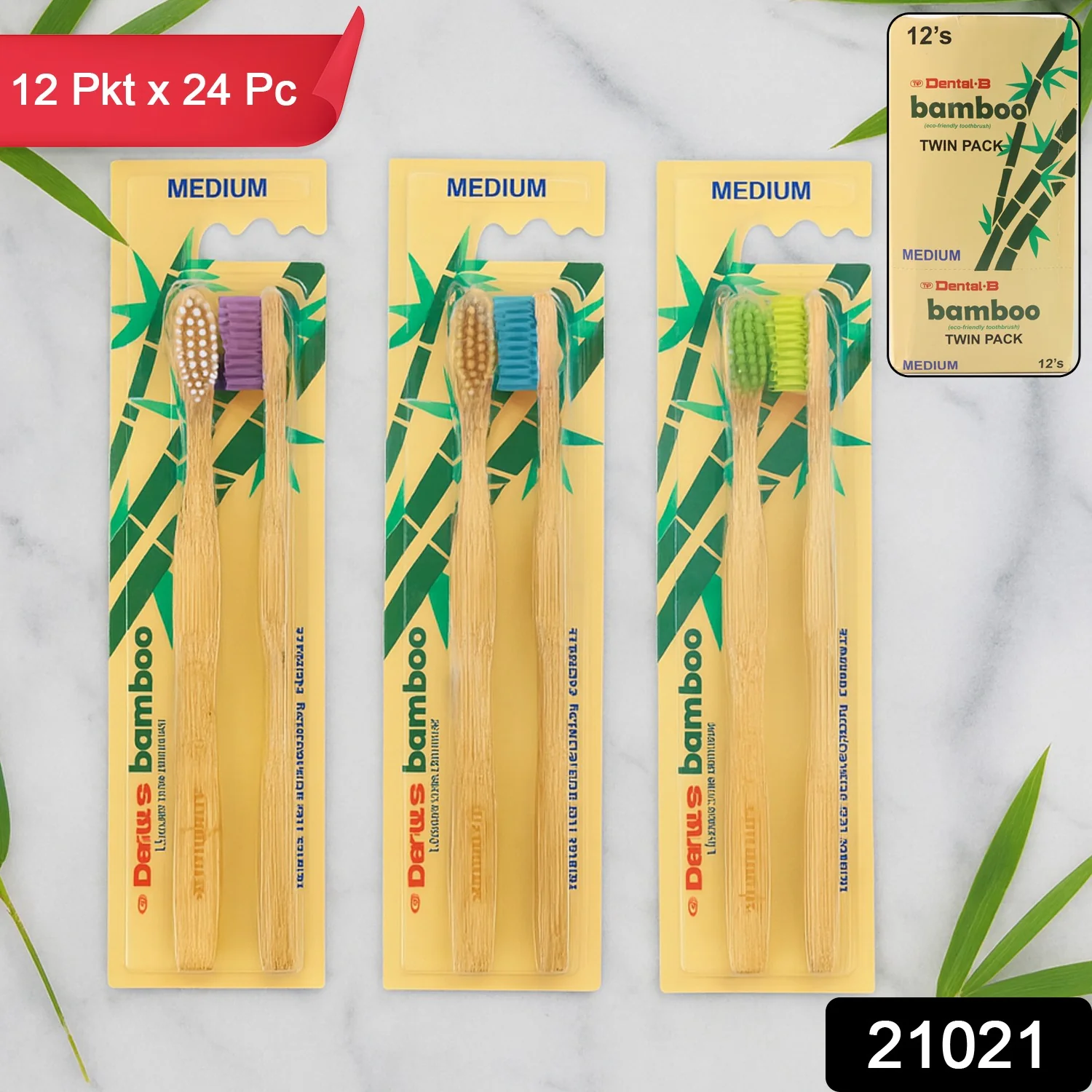 Eco-Friendly Bamboo Toothbrush Twin Pack (12 Packets × 24 Pieces) - Image 2