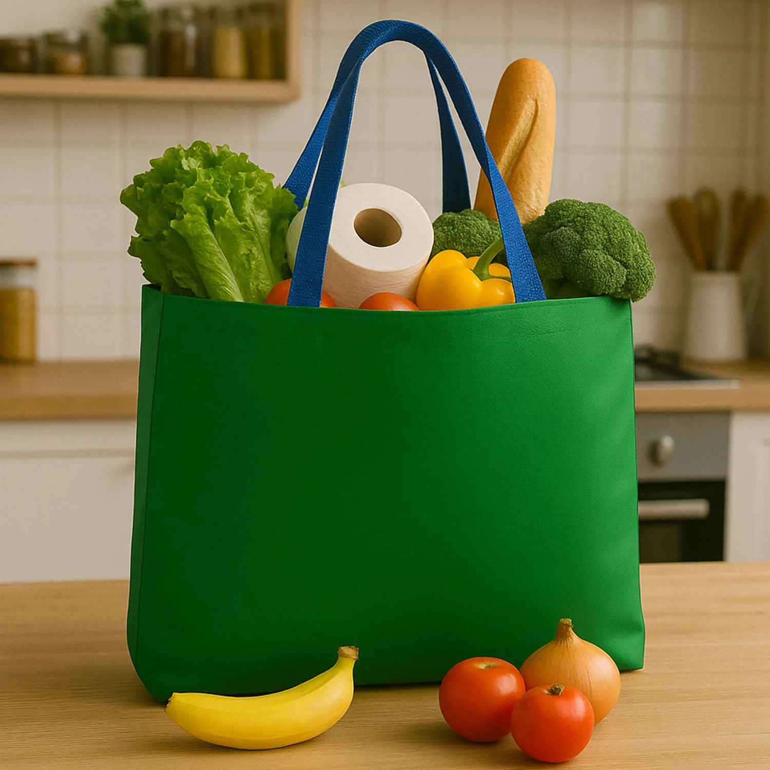 Plastic Eco-Friendly Large Shopping Tote Bag 62x44cm (Mixcolor & 1 Pc)
