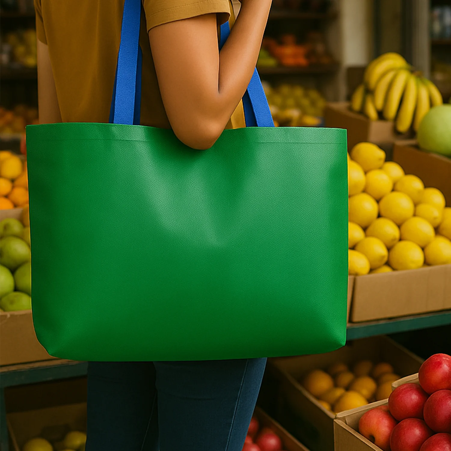 Plastic Eco-Friendly Large Shopping Tote Bag 62x44cm (Mixcolor & 1 Pc) - Image 4