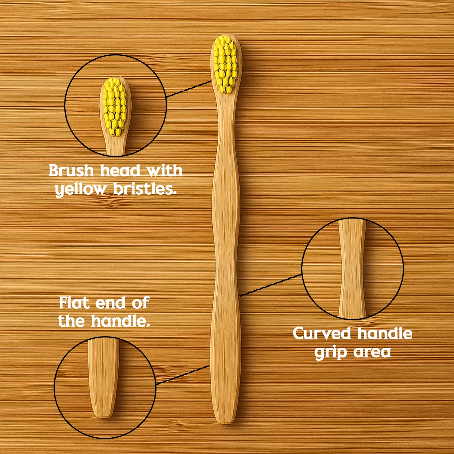 Eco-Friendly Natural Bamboo Toothbrush with Medium Bristles (1 Pc) - Image 3