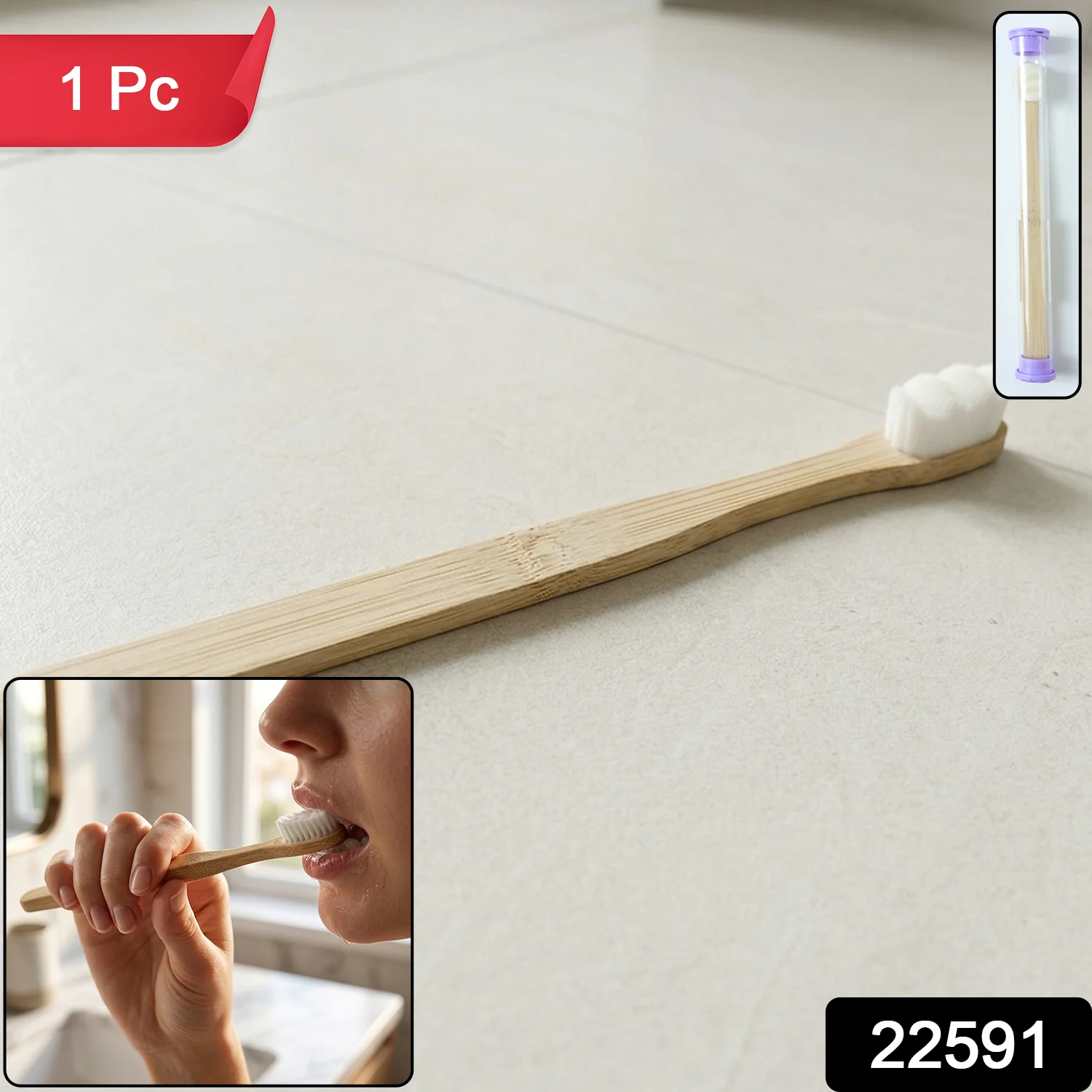 Eco Friendly Wooden Bamboo Toothbrush with Protective Travel Case 1 Pc - Image 2