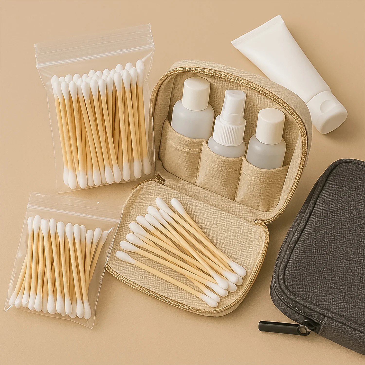 Eco-Friendly Wooden Cotton Ear Buds (1 pkt / 100 Pcs Approx) - Image 3