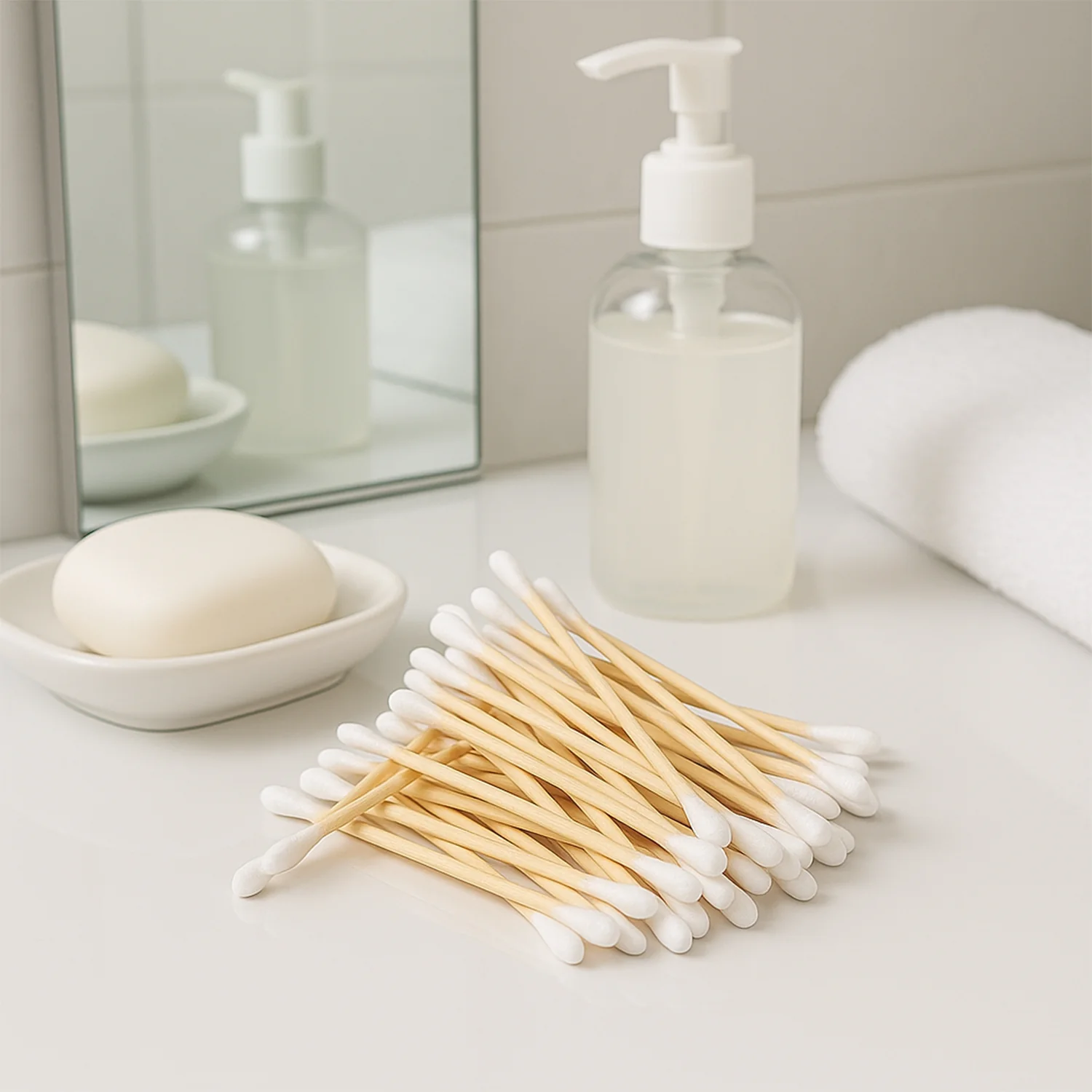 Eco-Friendly Wooden Cotton Ear Buds (1 pkt / 100 Pcs Approx) - Image 6