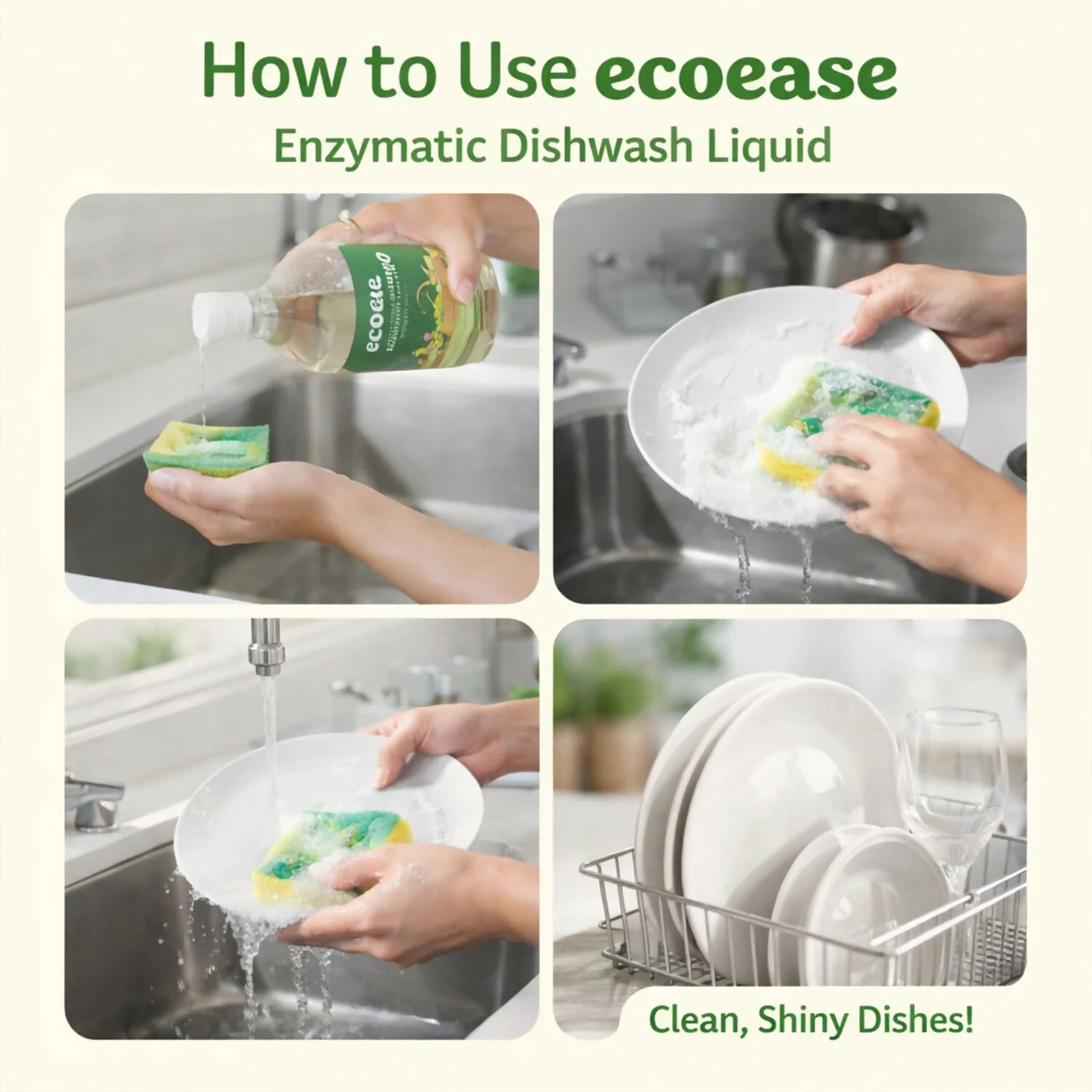 Ecoease Enzymatic Dishwash Liquid, Plant Based Grease Cutting Formula (500 ml) - Image 3