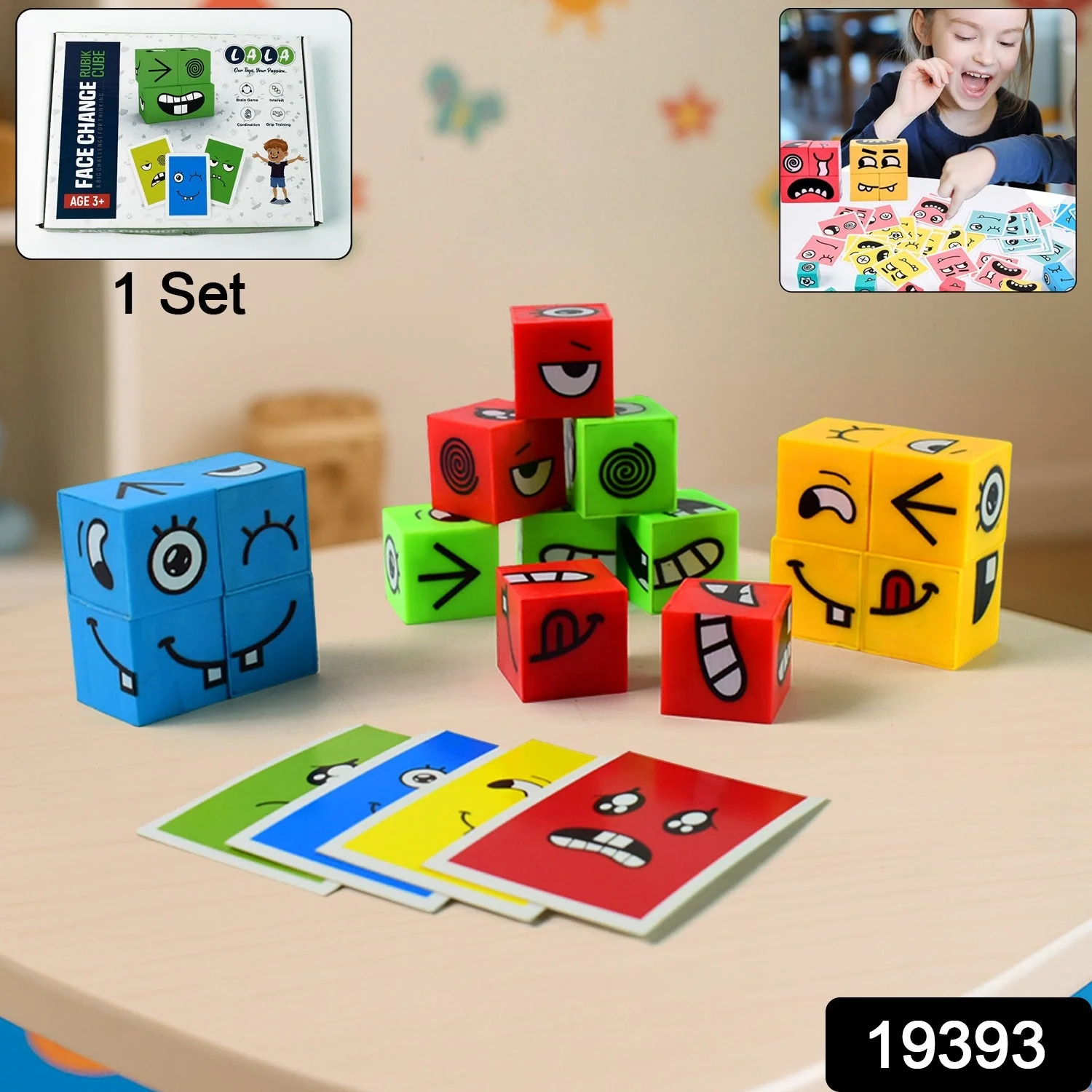 Educational Face Expression Changing Puzzle Cube Toy Set - Image 2