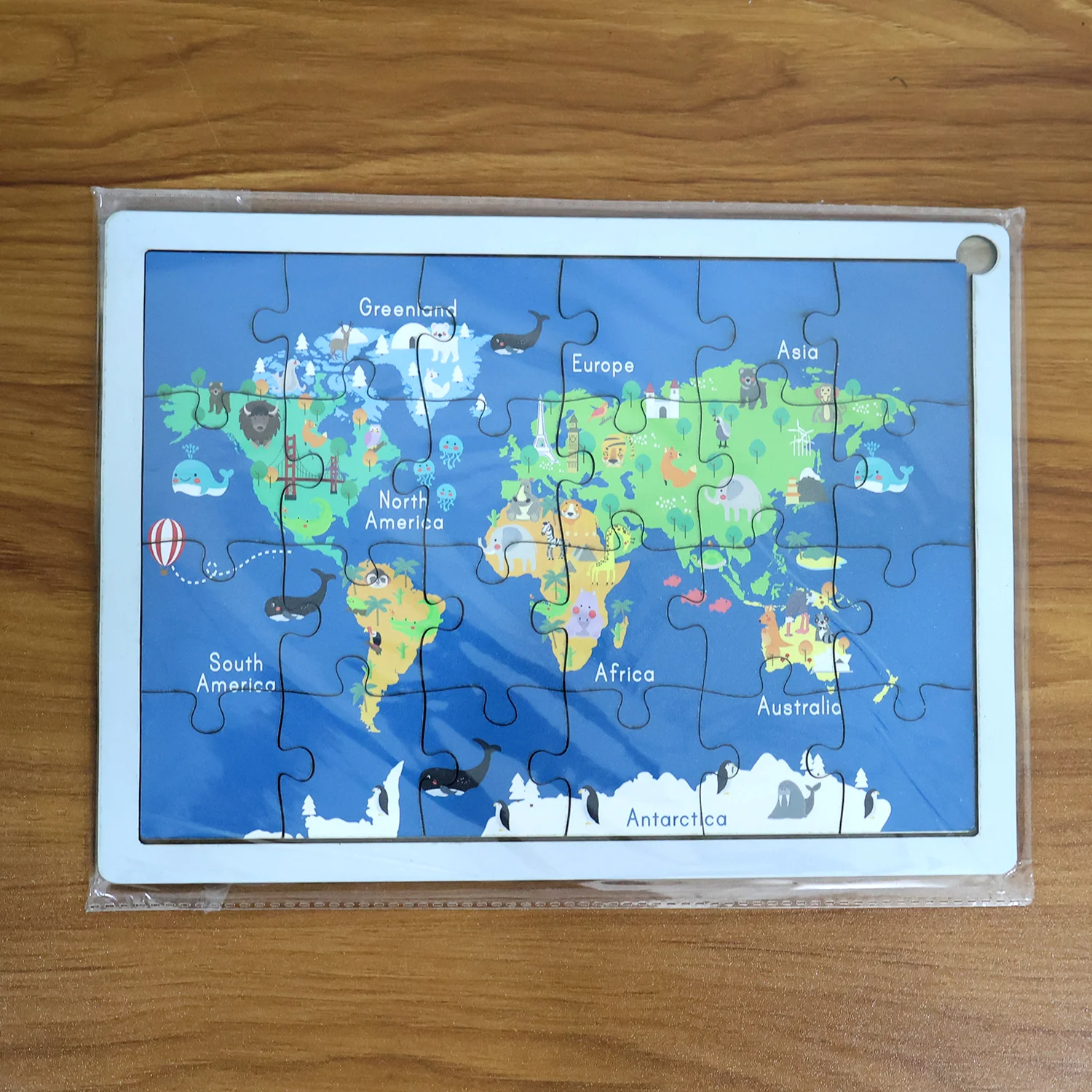 Educational Wooden World Map Puzzle for Kids - (1 Set) - Image 7
