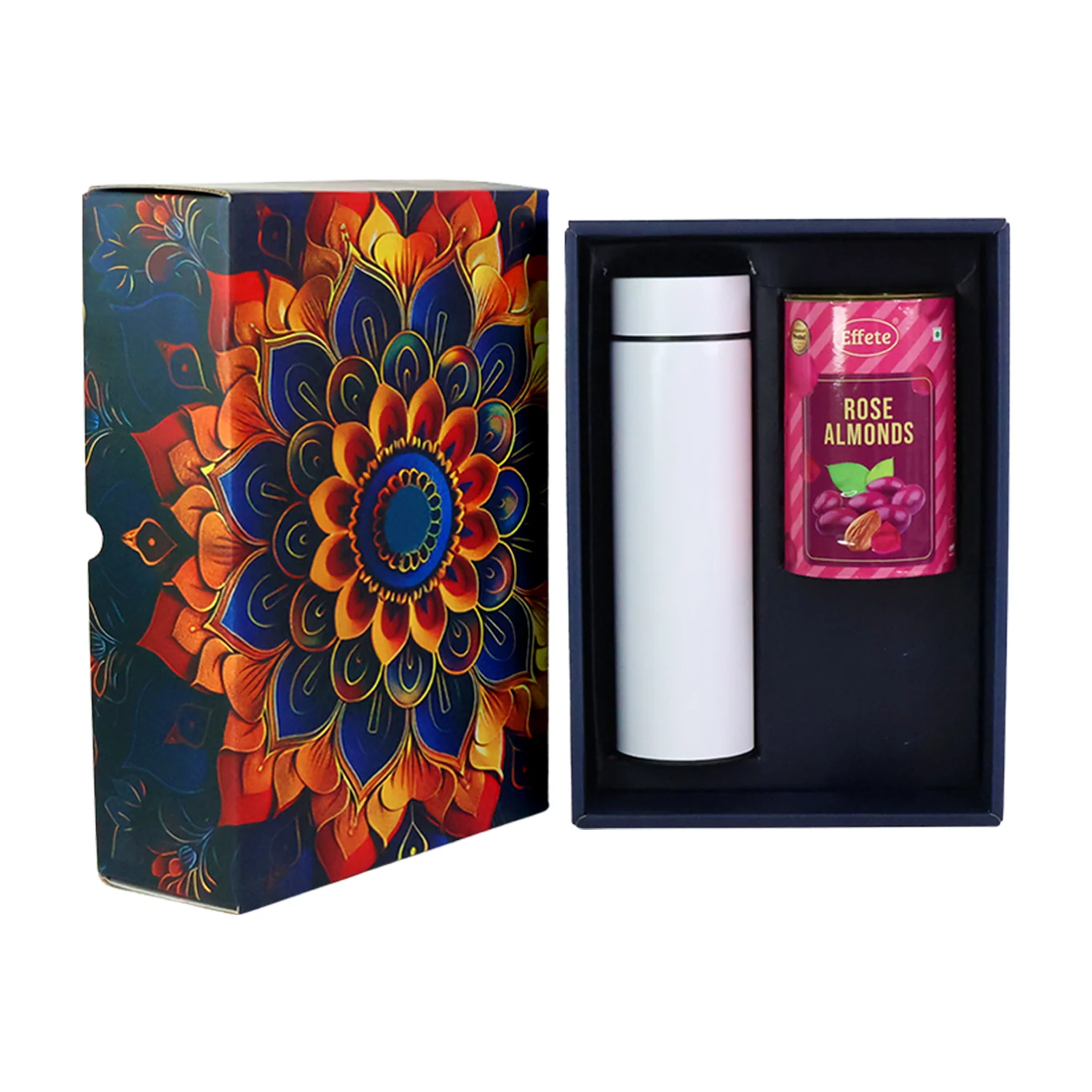 Effete Rose Almonds Gift Hamper, Golden With Bottle (2 Pc Set), Mix Color - Image 5