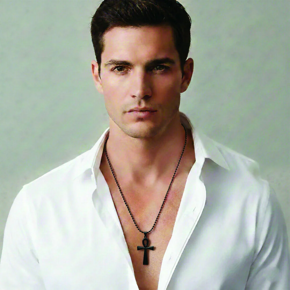 Egyptian Ankh Symbol Black Pendant Necklace for Men's - Image 2
